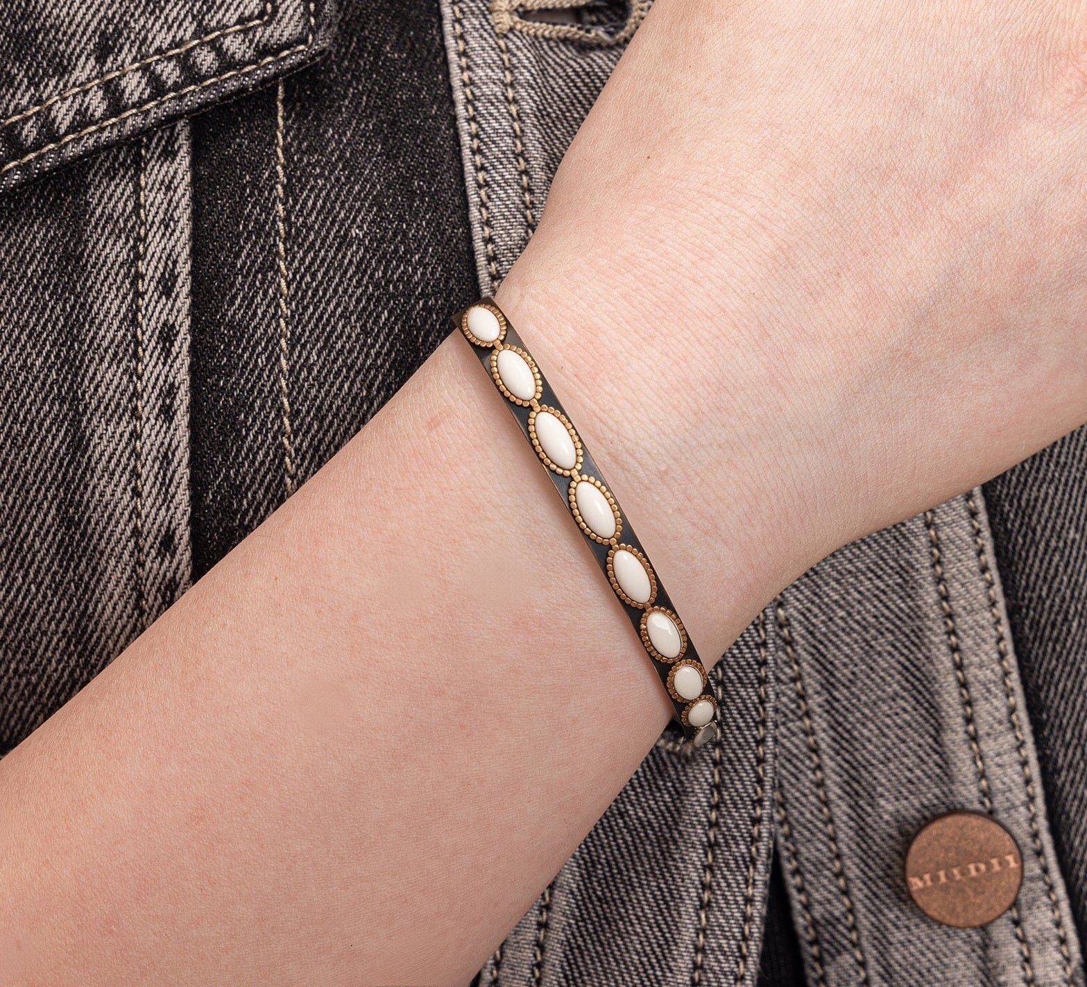 Antique Small Cuff Stone Bracelet