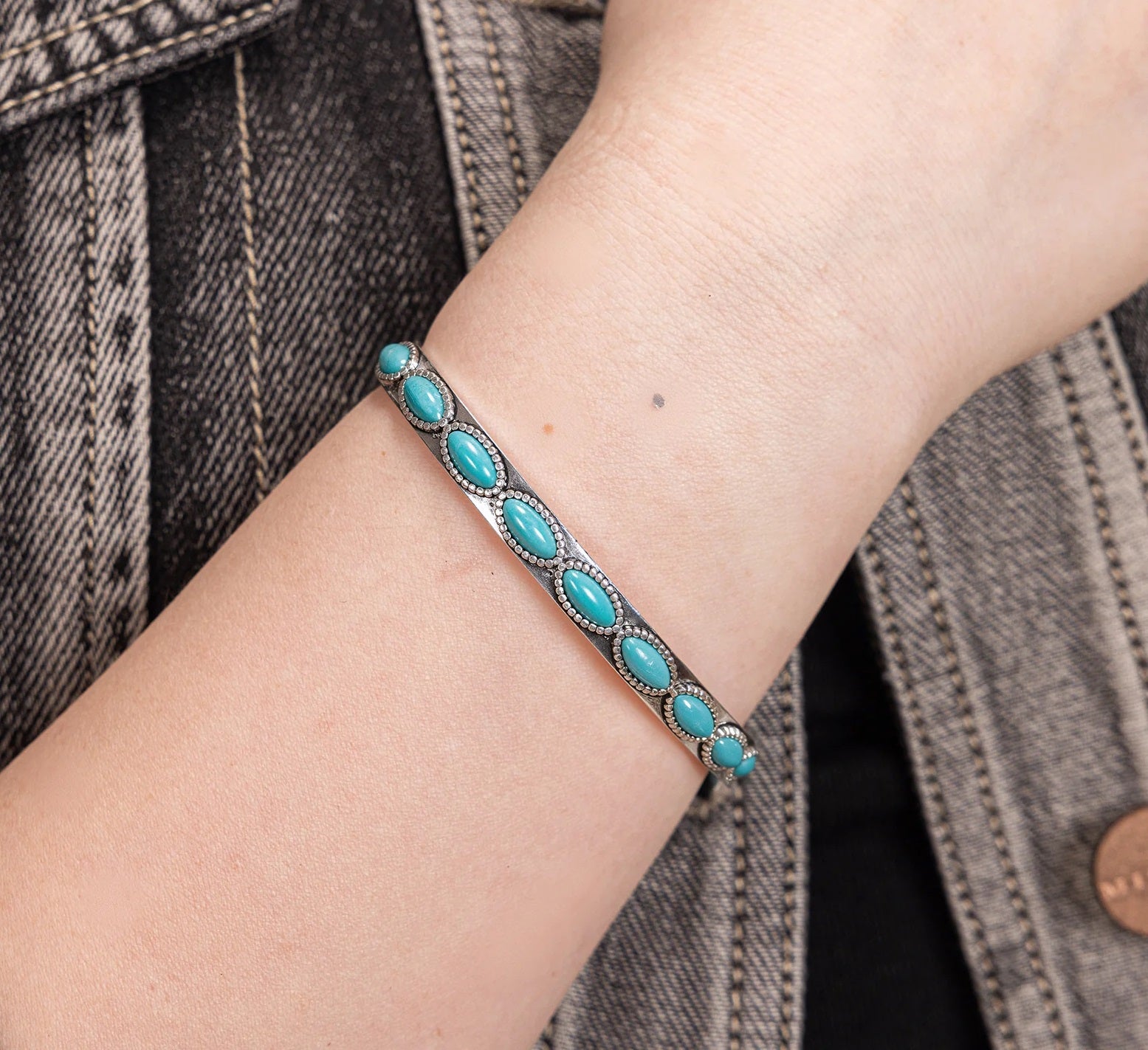 Antique Small Cuff Stone Bracelet