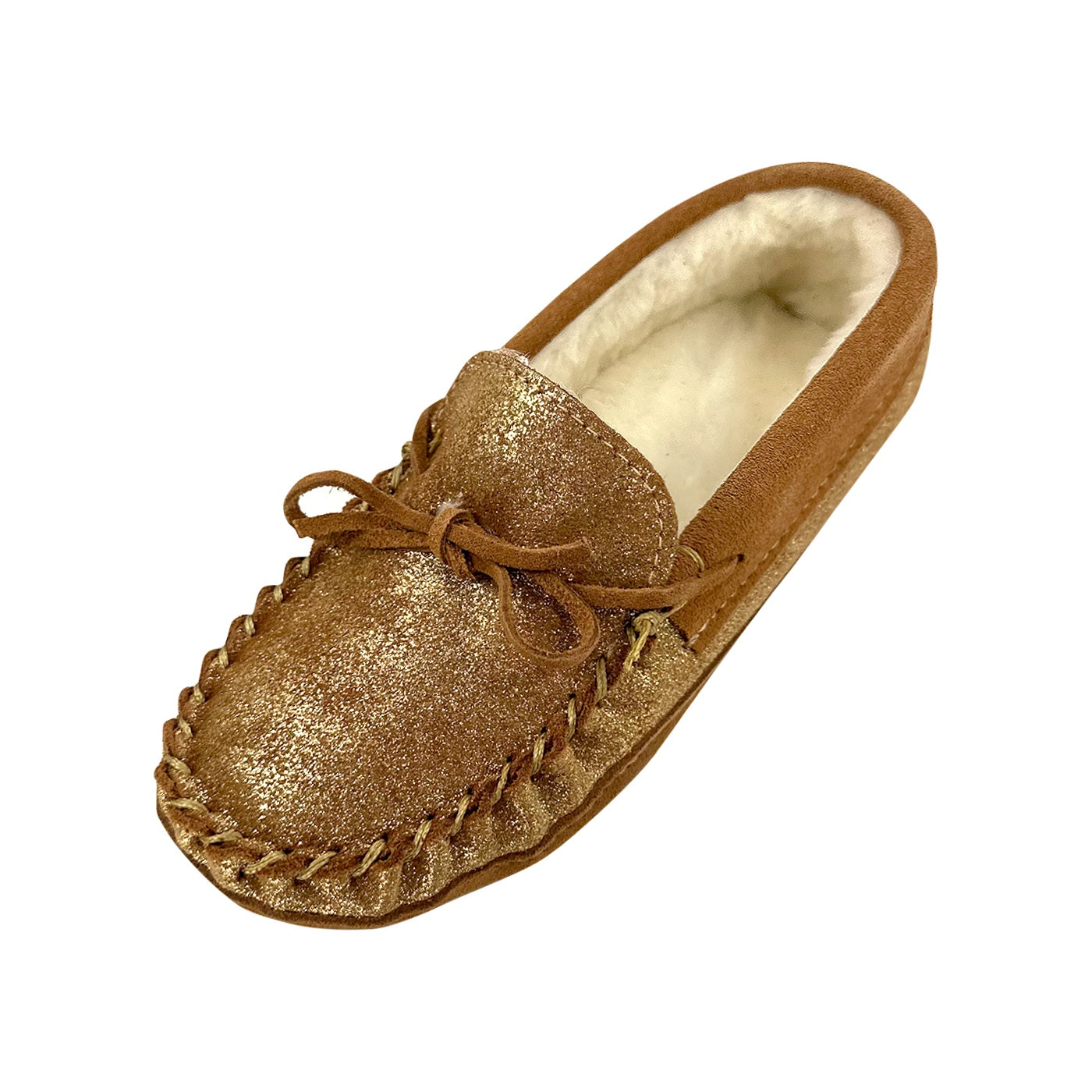 Wakonsun Women's Fleece Lined Genuine Suede Sparkly Moccasin Slippers
