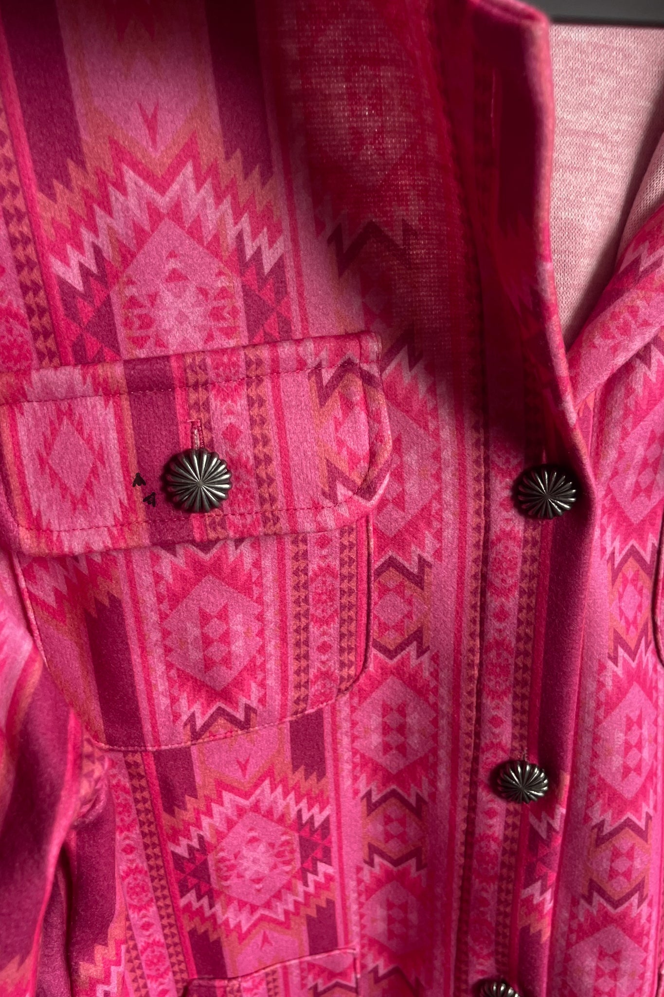 Women's Pink Aztec Button Up Shacket