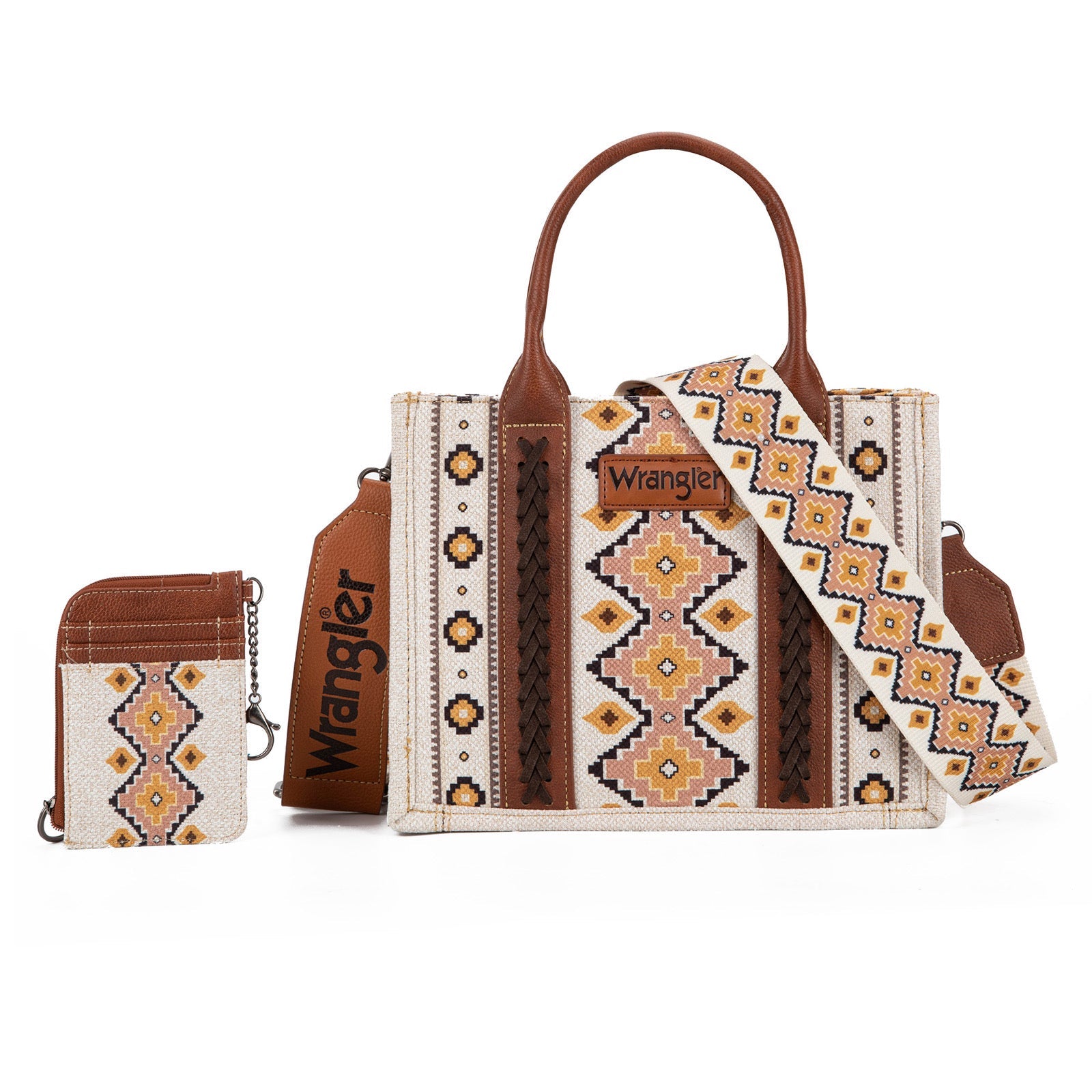 Southwestern Print Small Canvas Tote with Card Case 2Pc Set