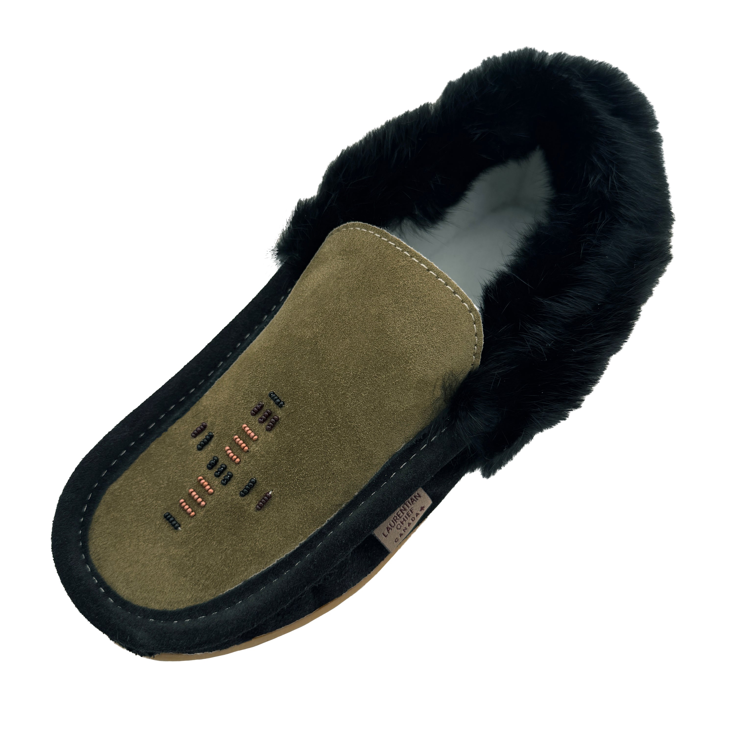 Men's Beaded Rabbit Fur Moccasins