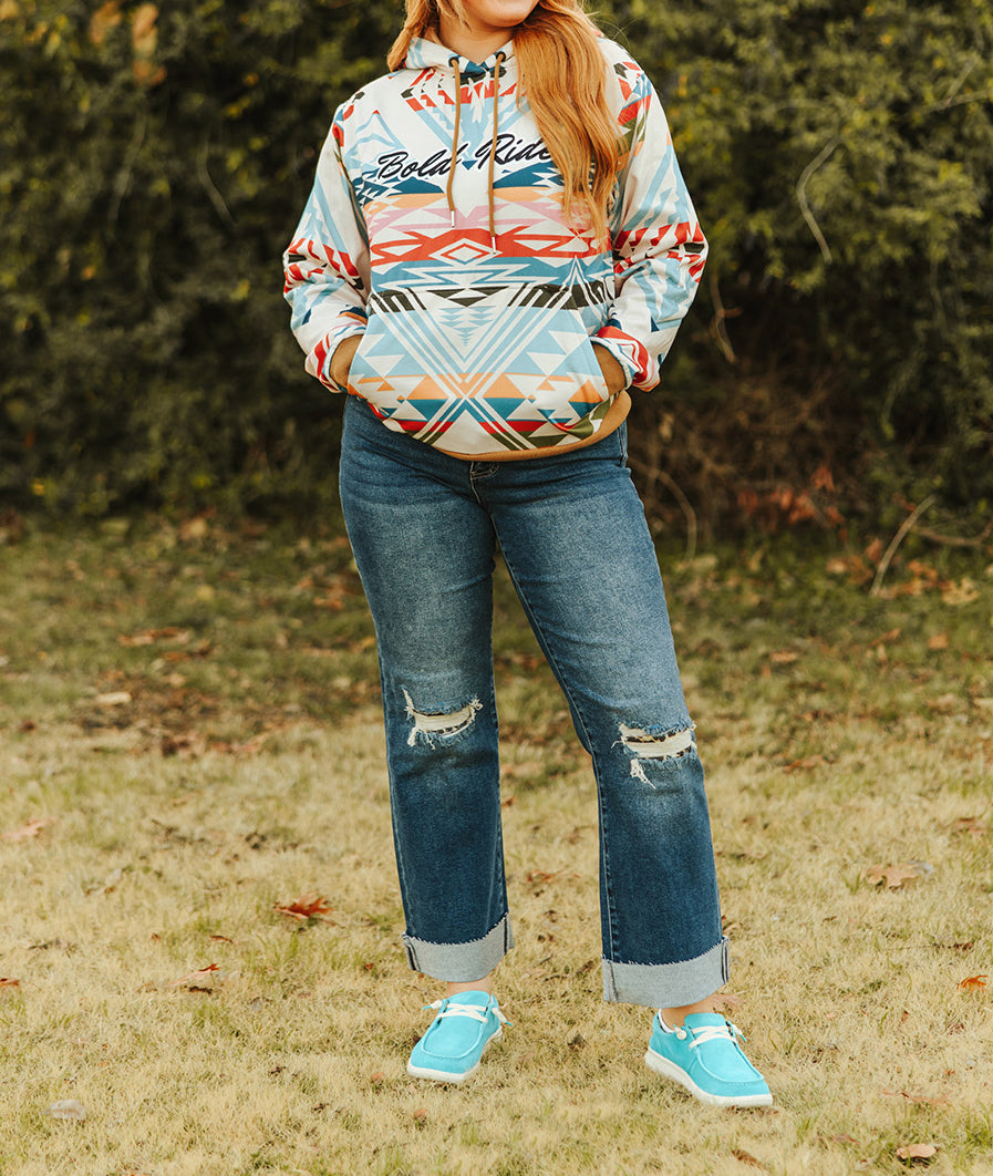 Women's Bold Rider Printed Drawstring Hoodie