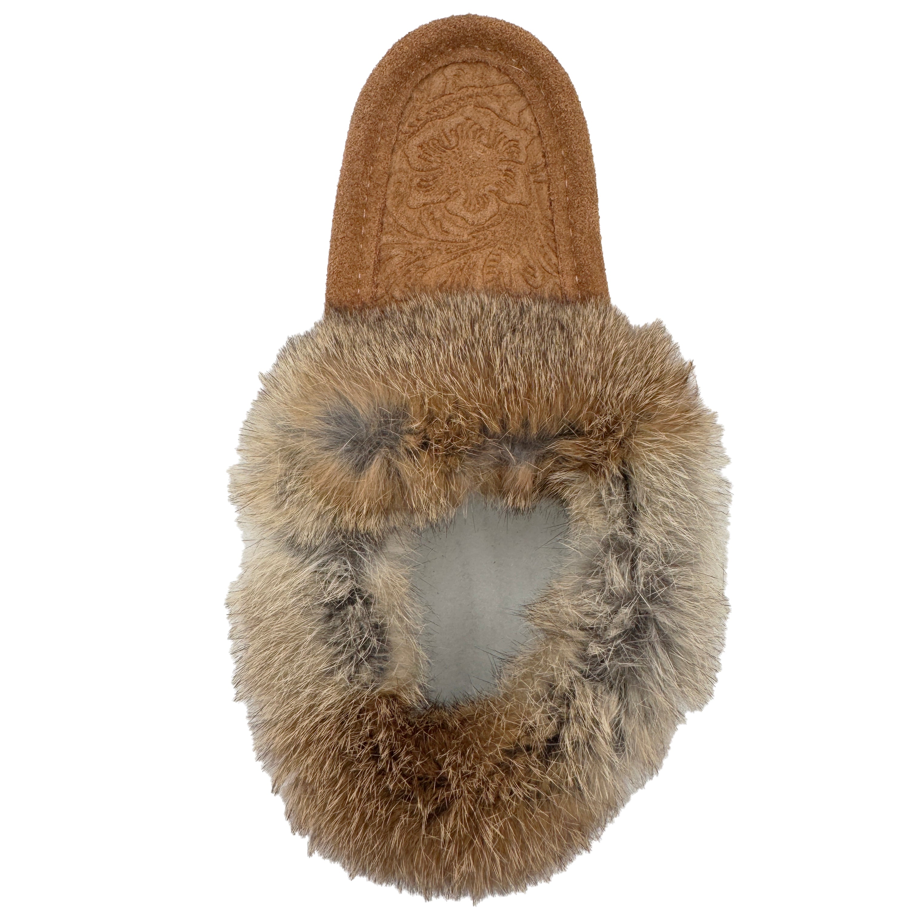Women's Floral Embossed Rabbit Fur Moccasins