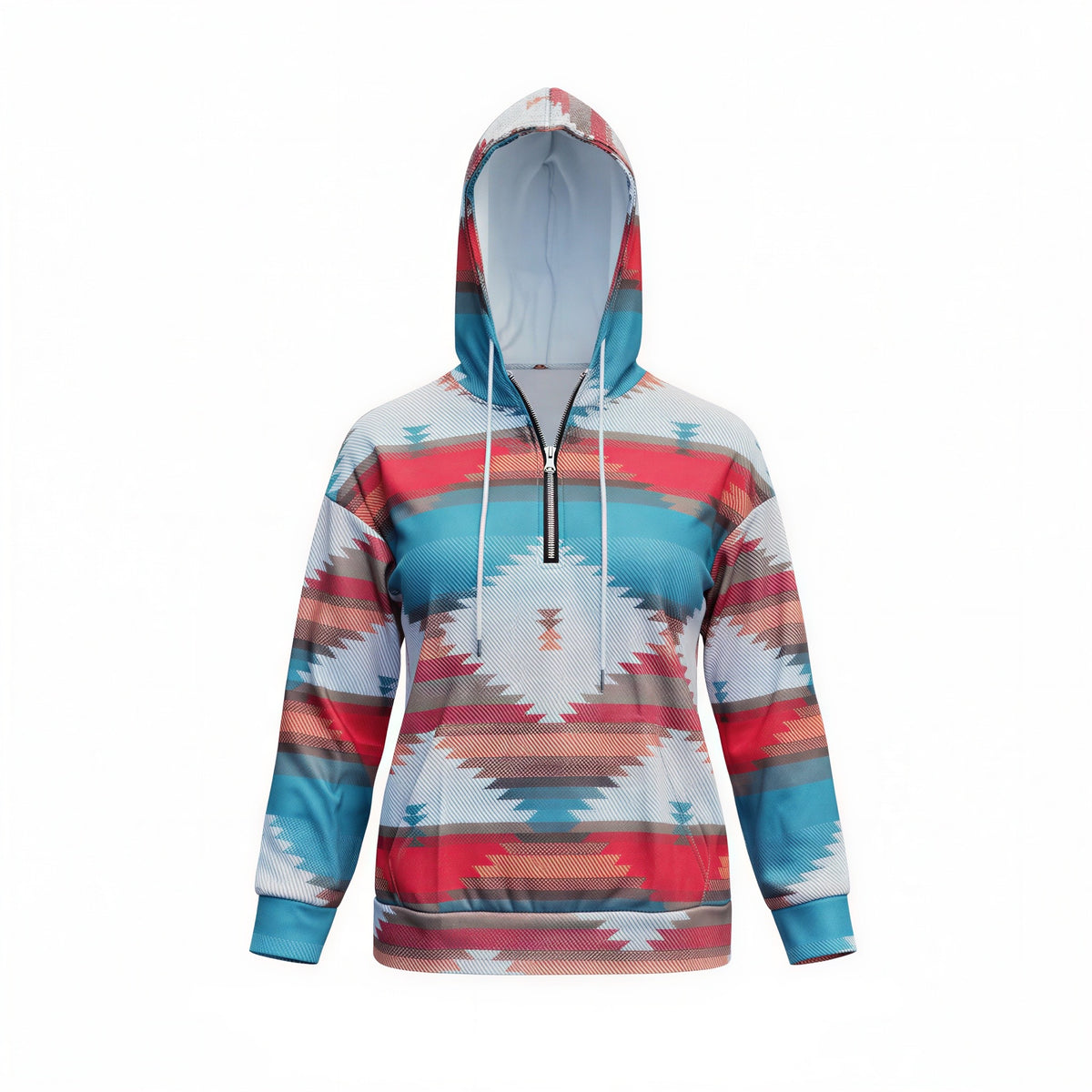 Women's Aztec Pullover Half-Zip Hoodie Sweater