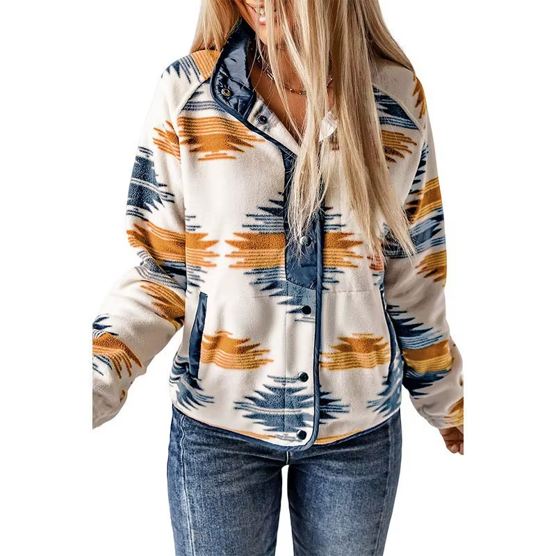 Women's Fleece Button Down Aztec Jacket