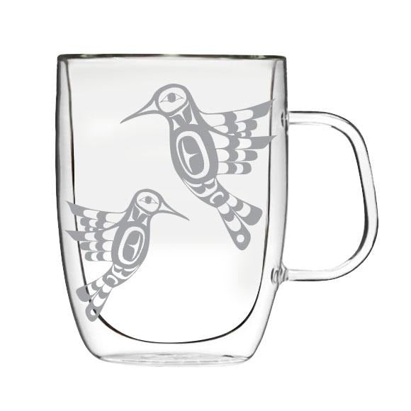 Native Canadian Art Double Wall Glass Mug