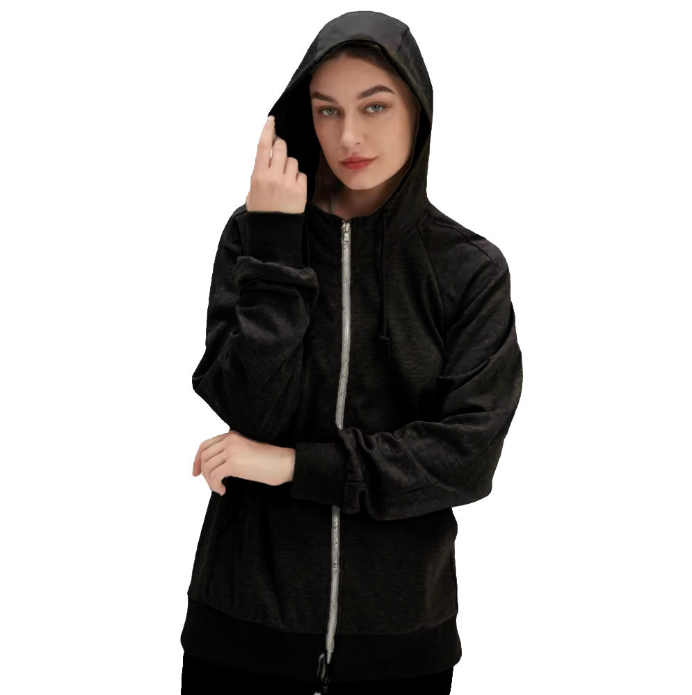 EMF Shielding Silver Fibre Cotton Blend Zip Up Hoodie
