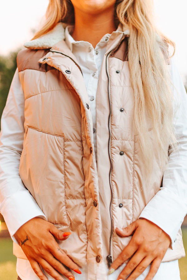Women's Cream Puffer Vest