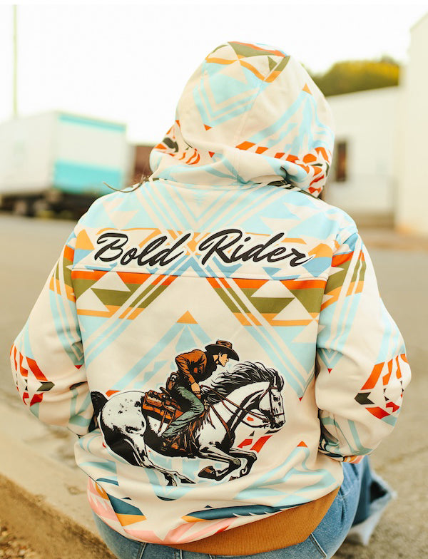 Women's Bold Rider Printed Drawstring Hoodie