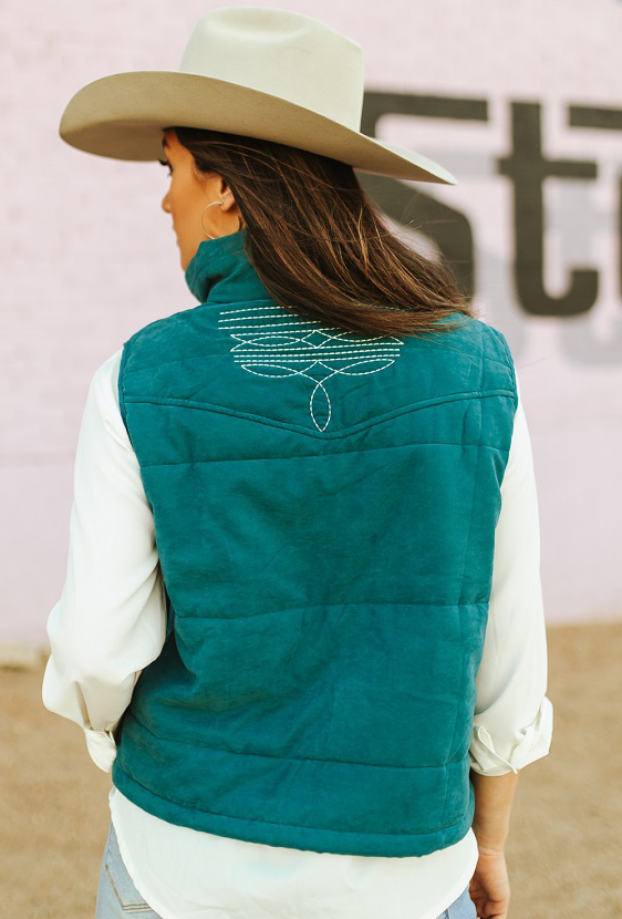 Women's Embroidered Puffer Vest