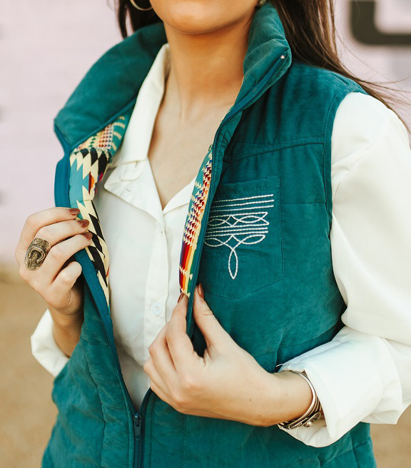 Women's Embroidered Puffer Vest