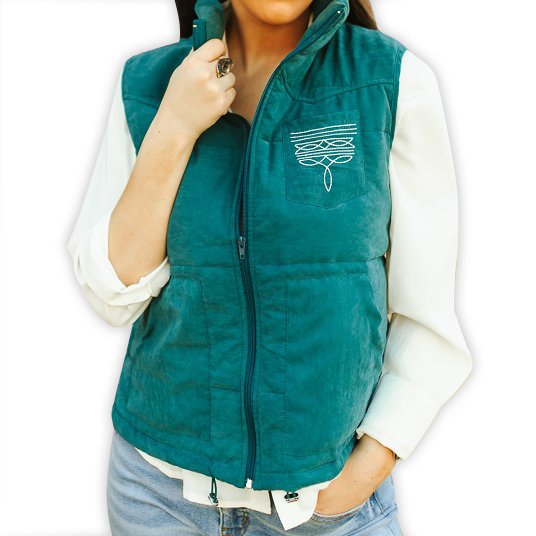 Women's Embroidered Puffer Vest