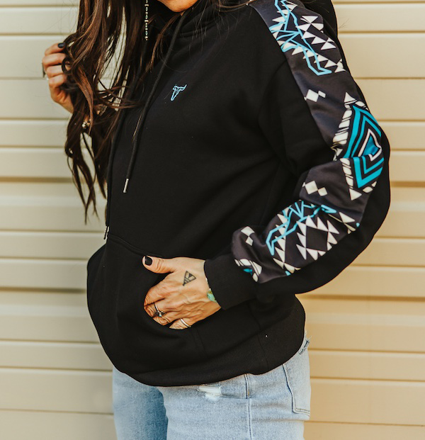 Women's Multi Aztec Printed Sleeve Hoodie