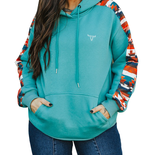 Women's Multi Aztec Printed Sleeve Hoodie