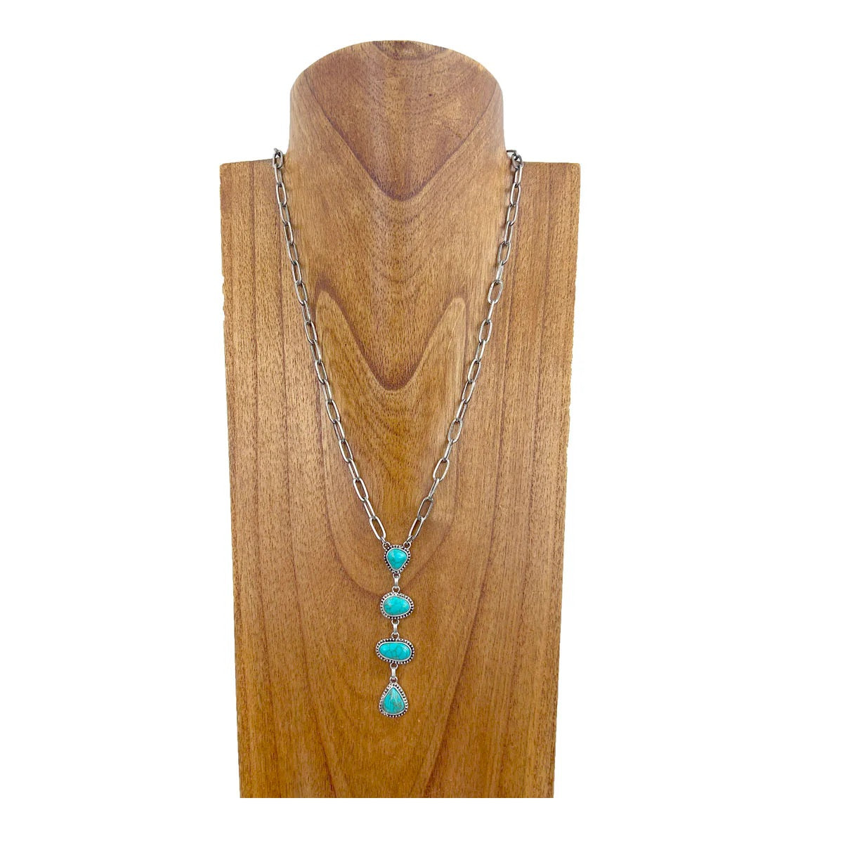 Metal Chain Turquoise Teardrop Necklace