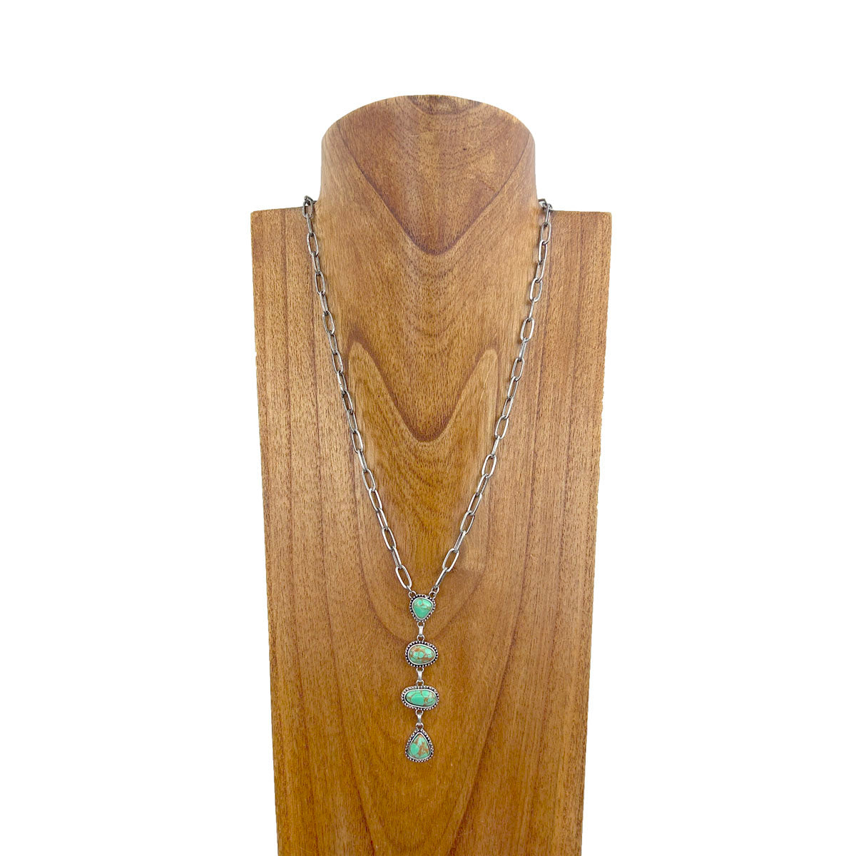 Metal Chain Turquoise Teardrop Necklace
