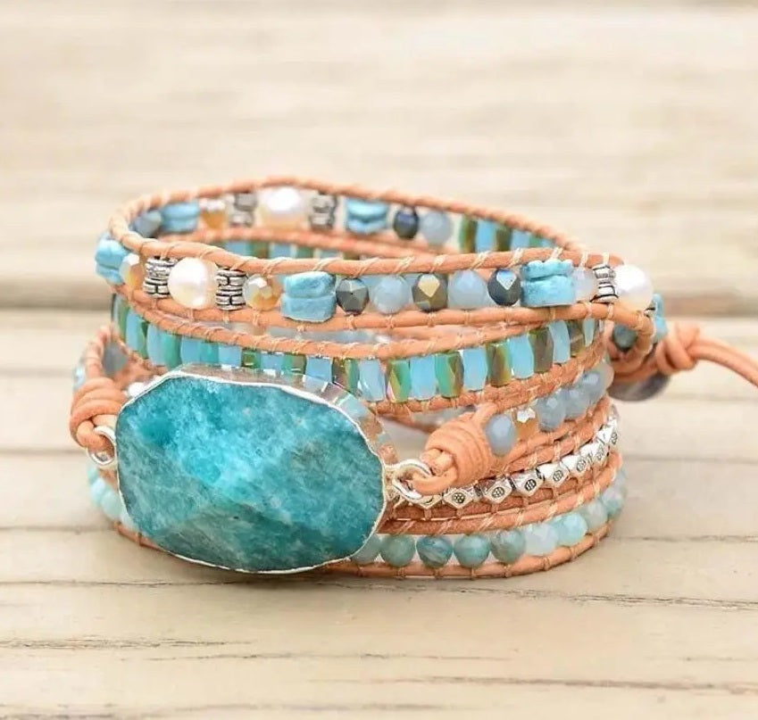 Semi-Precious Stones Wrap Bracelets
