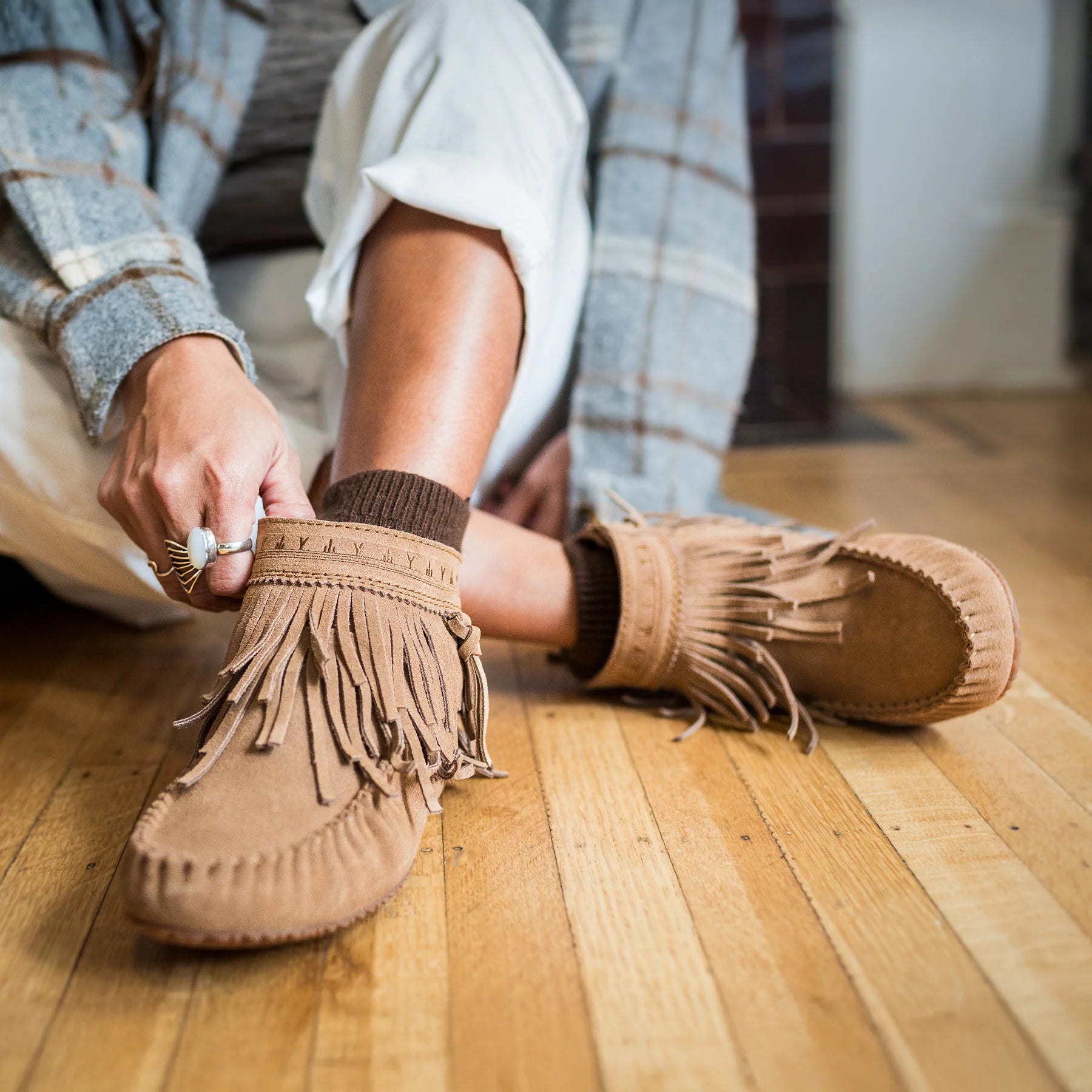 Women's Suede Dancer Ankle Moccasin Boots v2