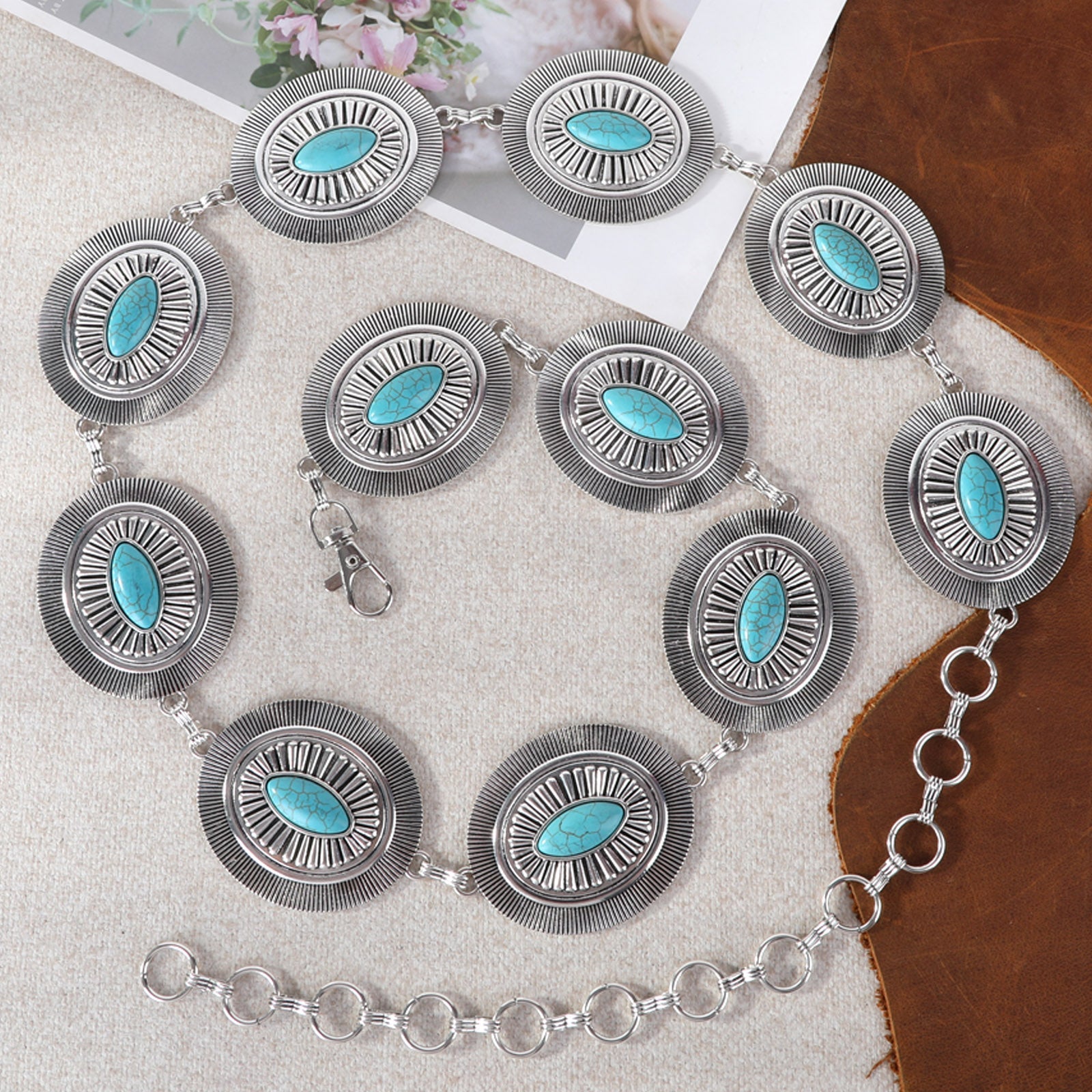 Western Concho Link Chain Belt