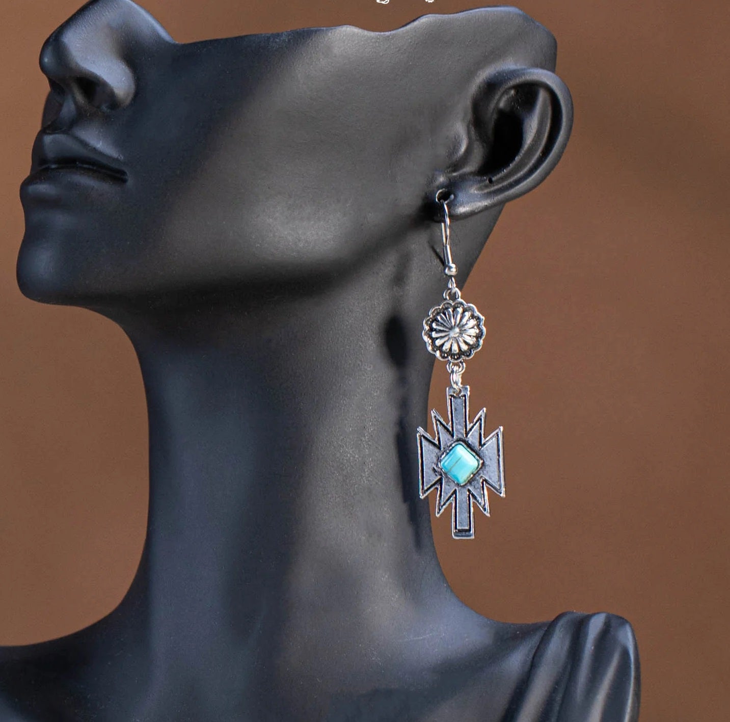 Turquoise Stone Aztec Dangling Earring