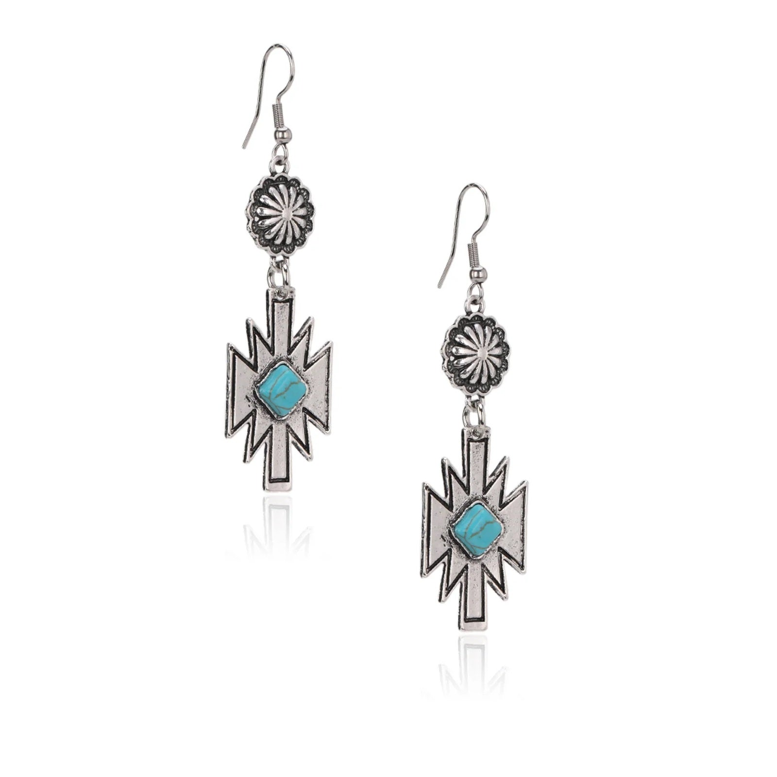 Turquoise Stone Aztec Dangling Earring