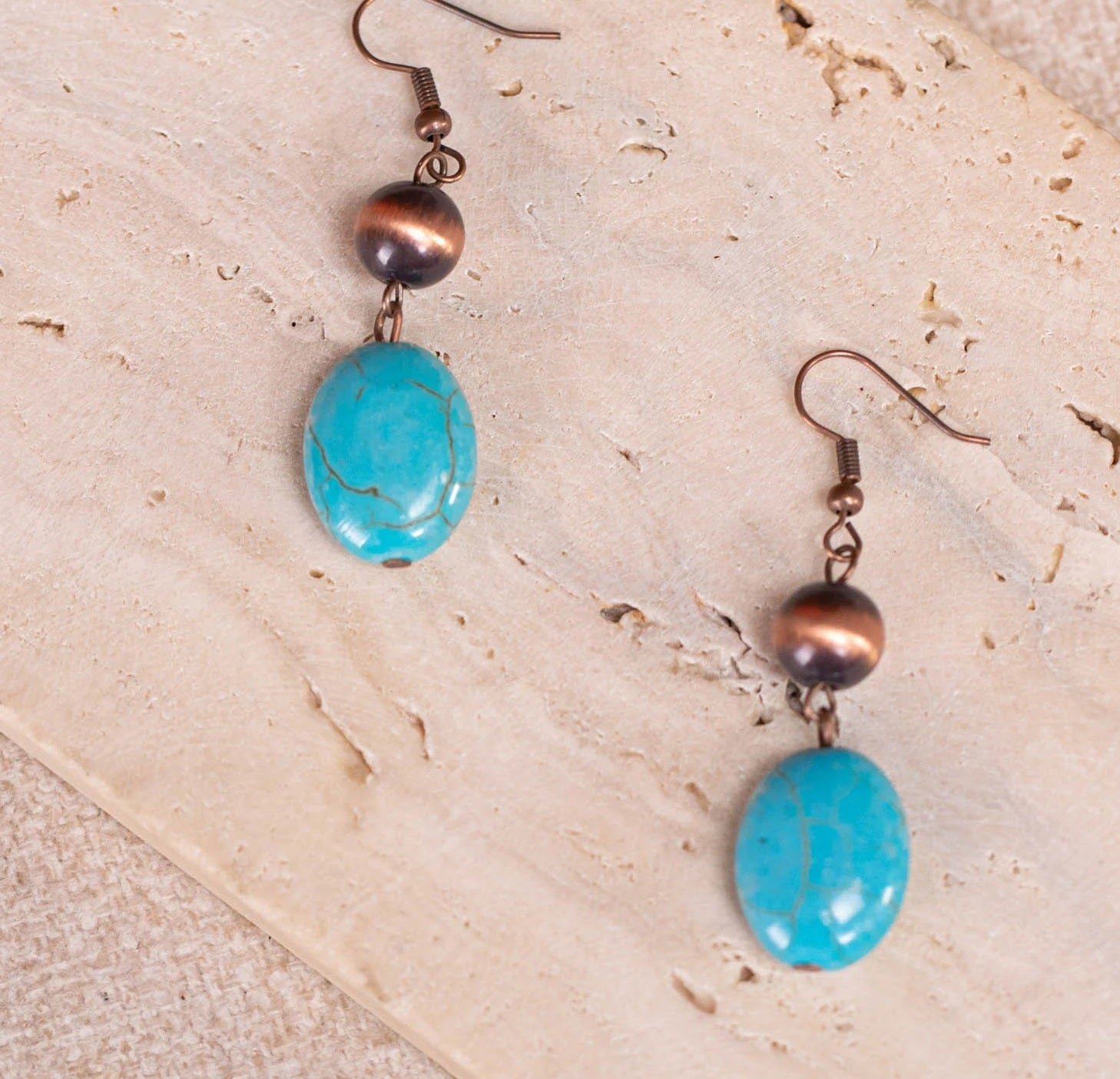 Turquoise Beaded Layered Necklace & Earrings Set