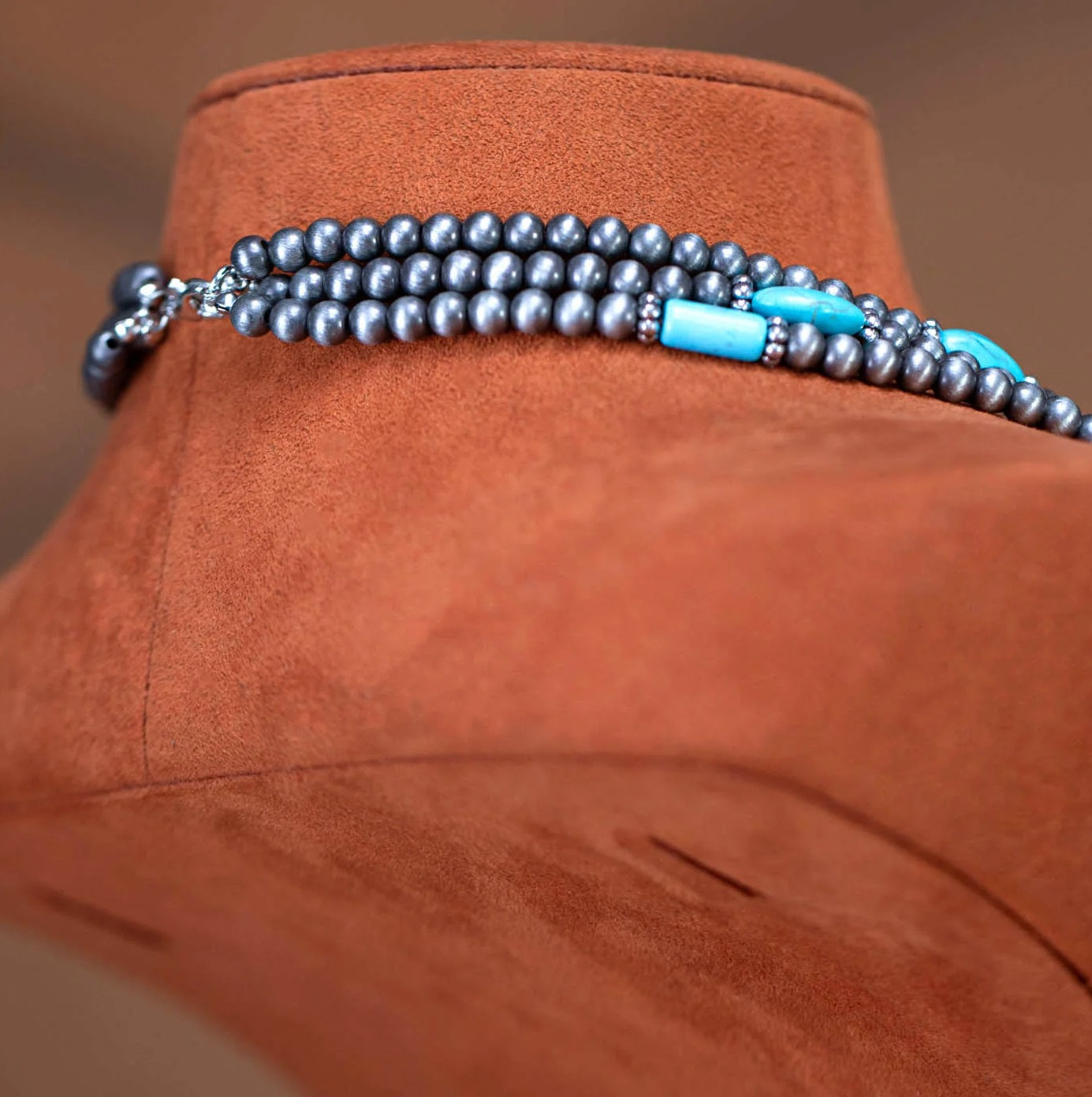 Turquoise Beaded Layered Necklace & Earrings Set