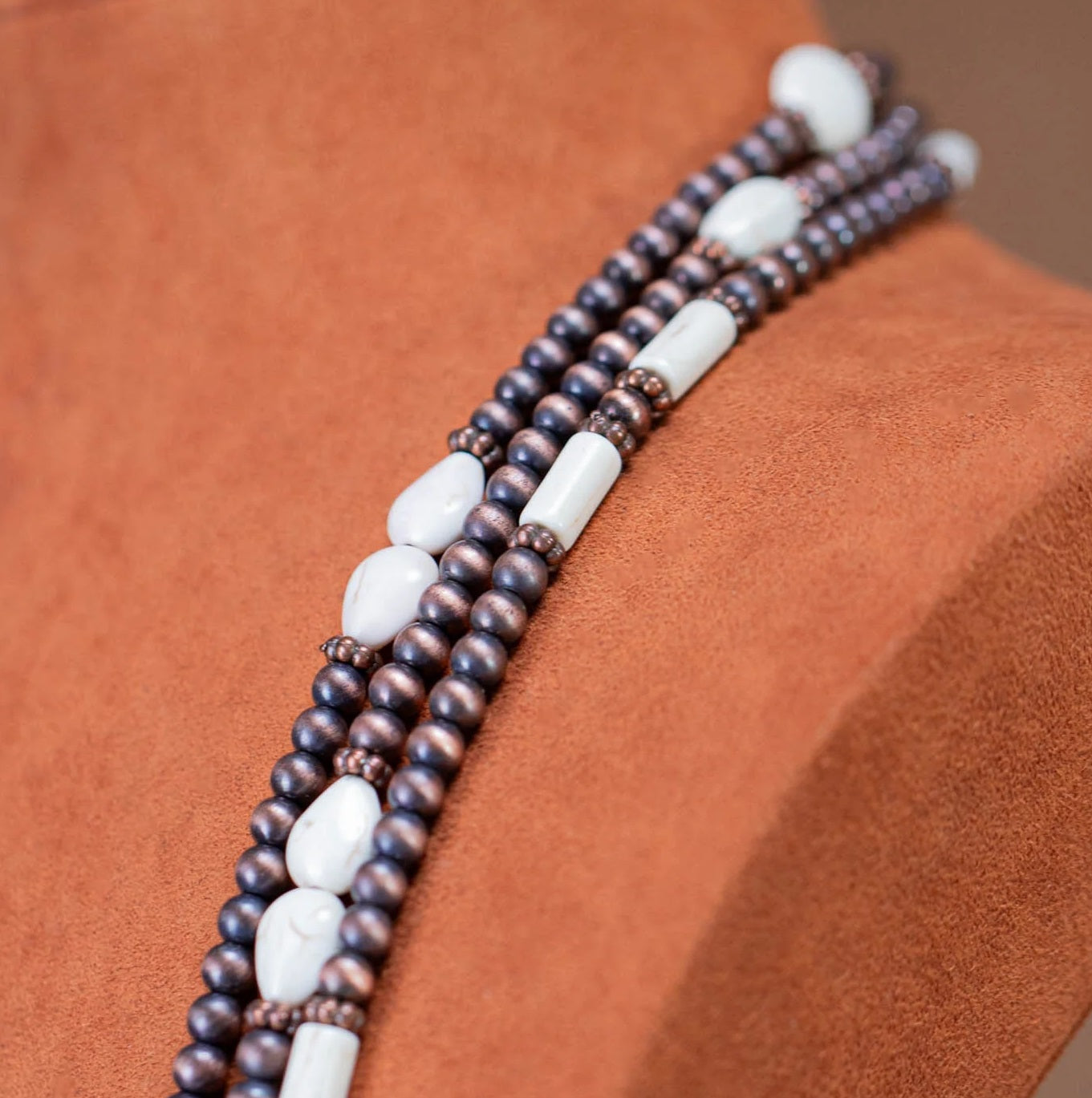 Turquoise Beaded Layered Necklace & Earrings Set