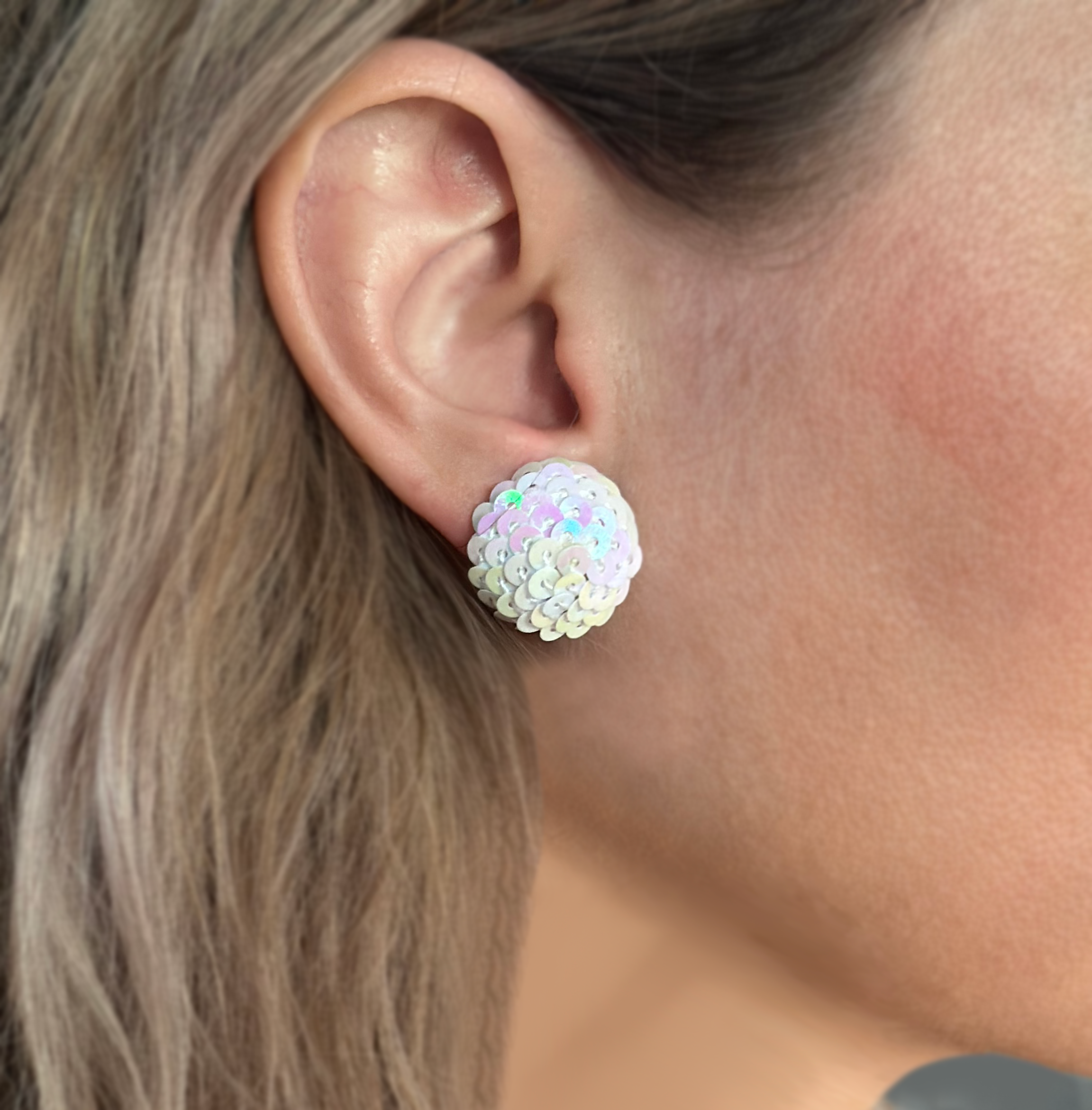 Iridescent Sequins Stud Earrings