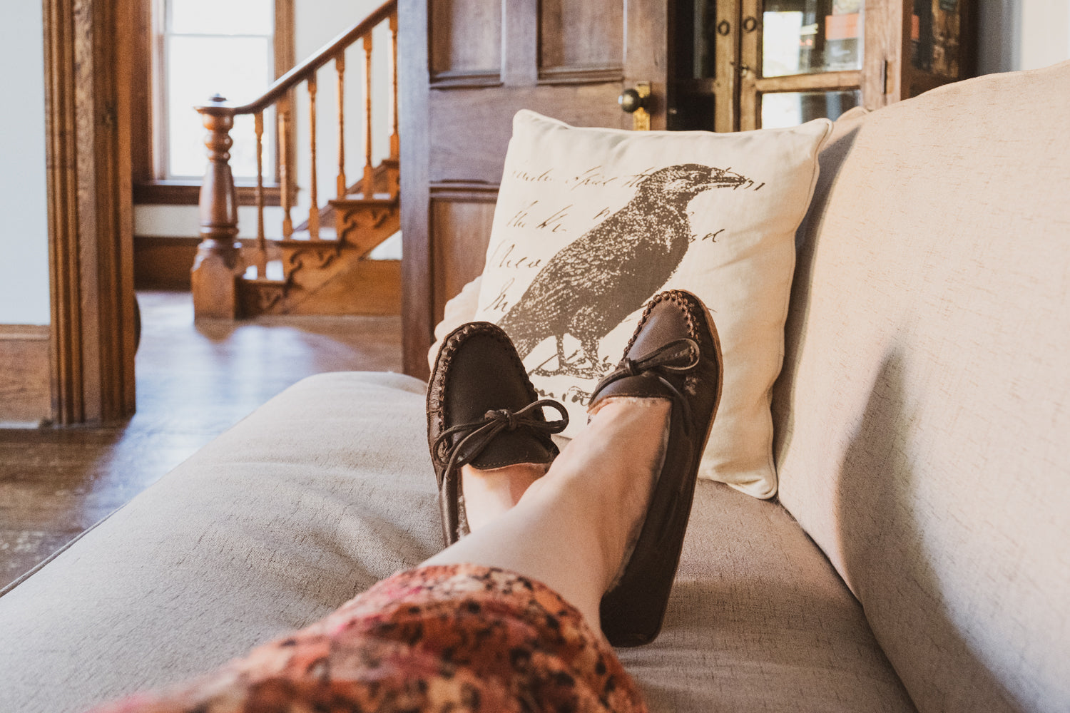Women's Lined Moose Hide Leather Moccasins (Clearance - Size 6 & 9 ONLY)