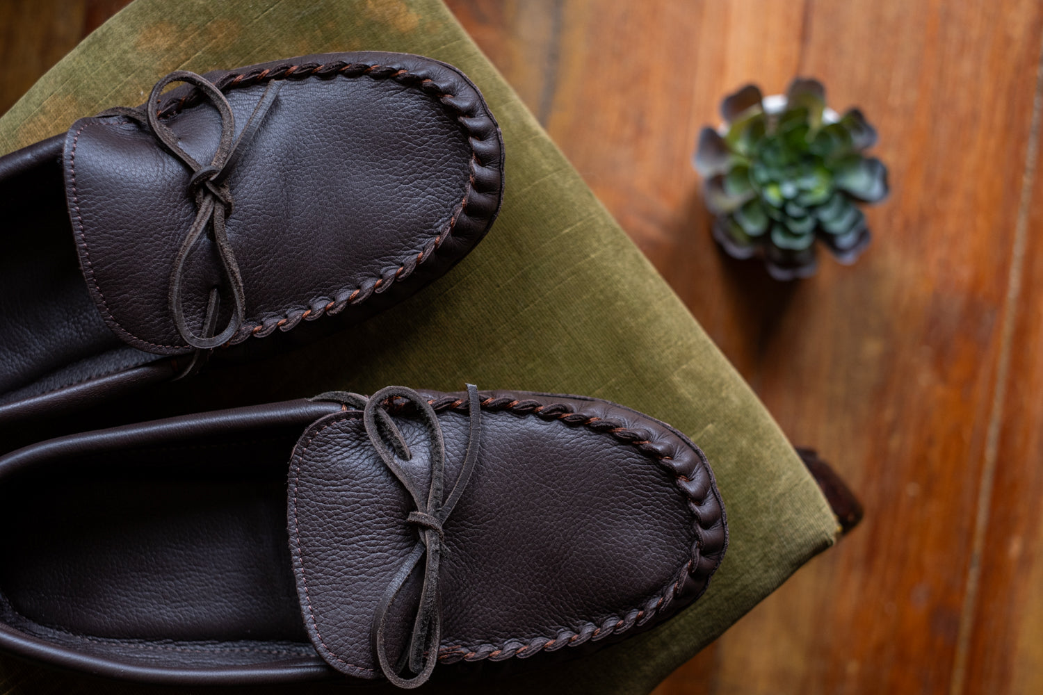 Men's Soft Sole Double Deerskin Leather Moccasins