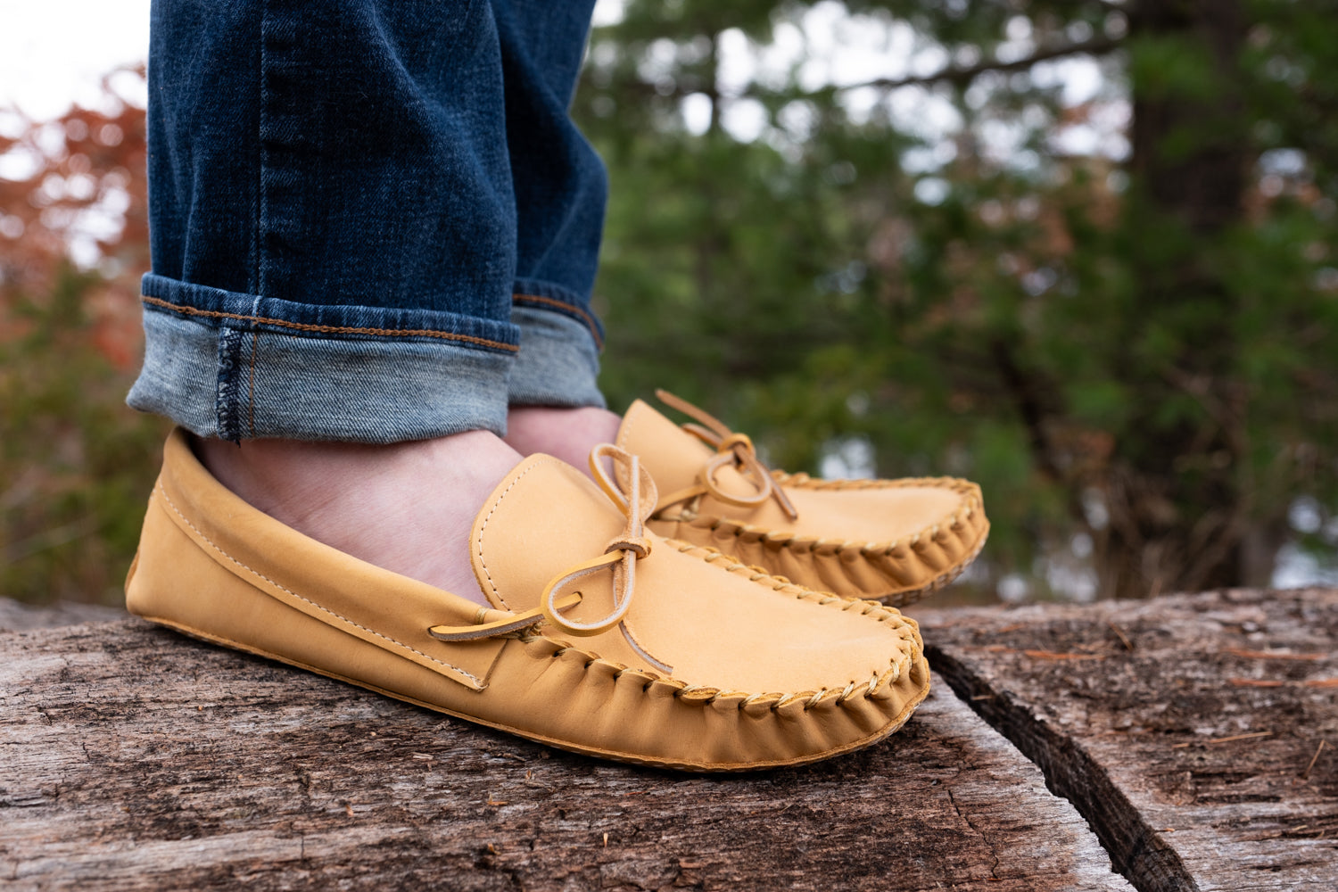 Men's Wide Earthing Leather Moccasins (Clearance - Size 11 & 15 ONLY)