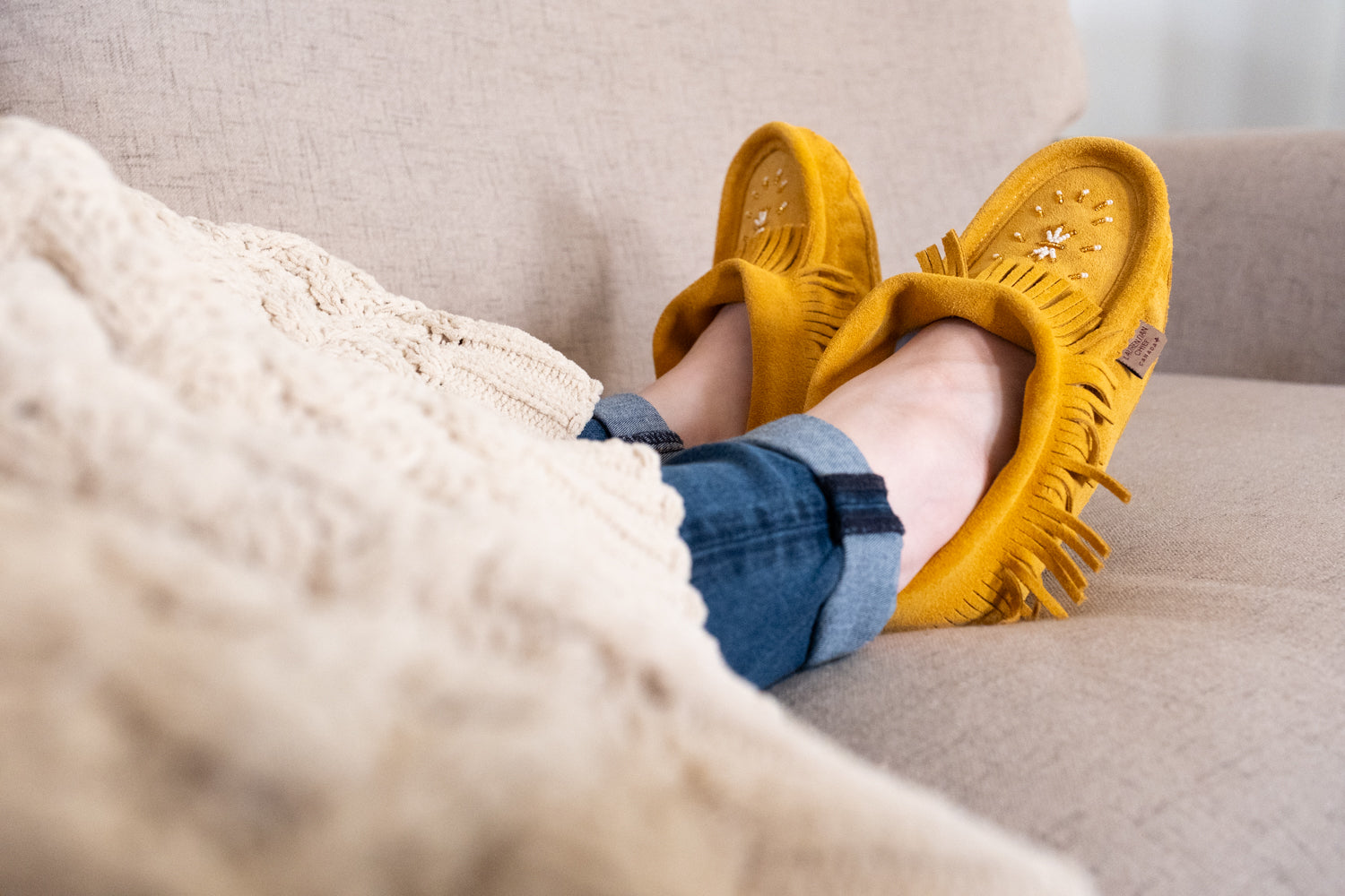 Women's Suede Fringed Lined Moccasins