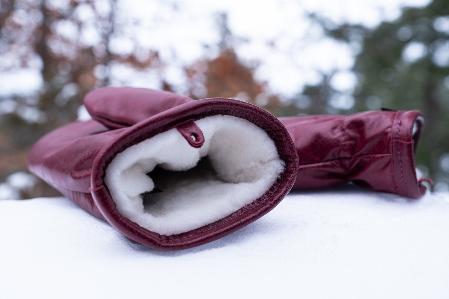 Women's Sheepskin Lined Leather Mittens