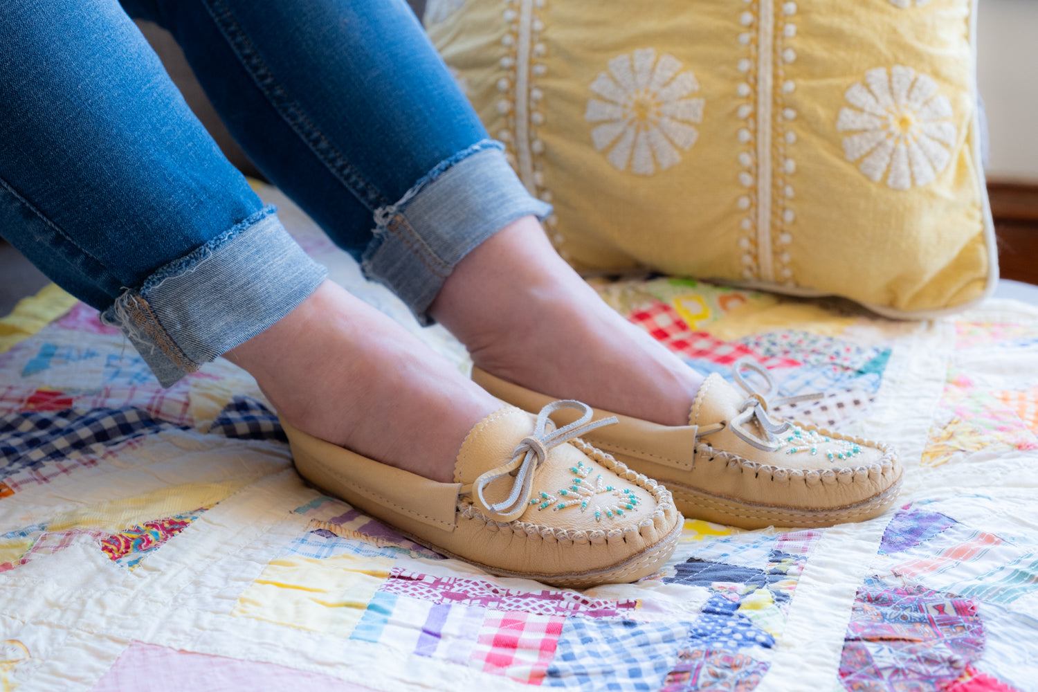 Women's Beaded Moose Hide Moccasins