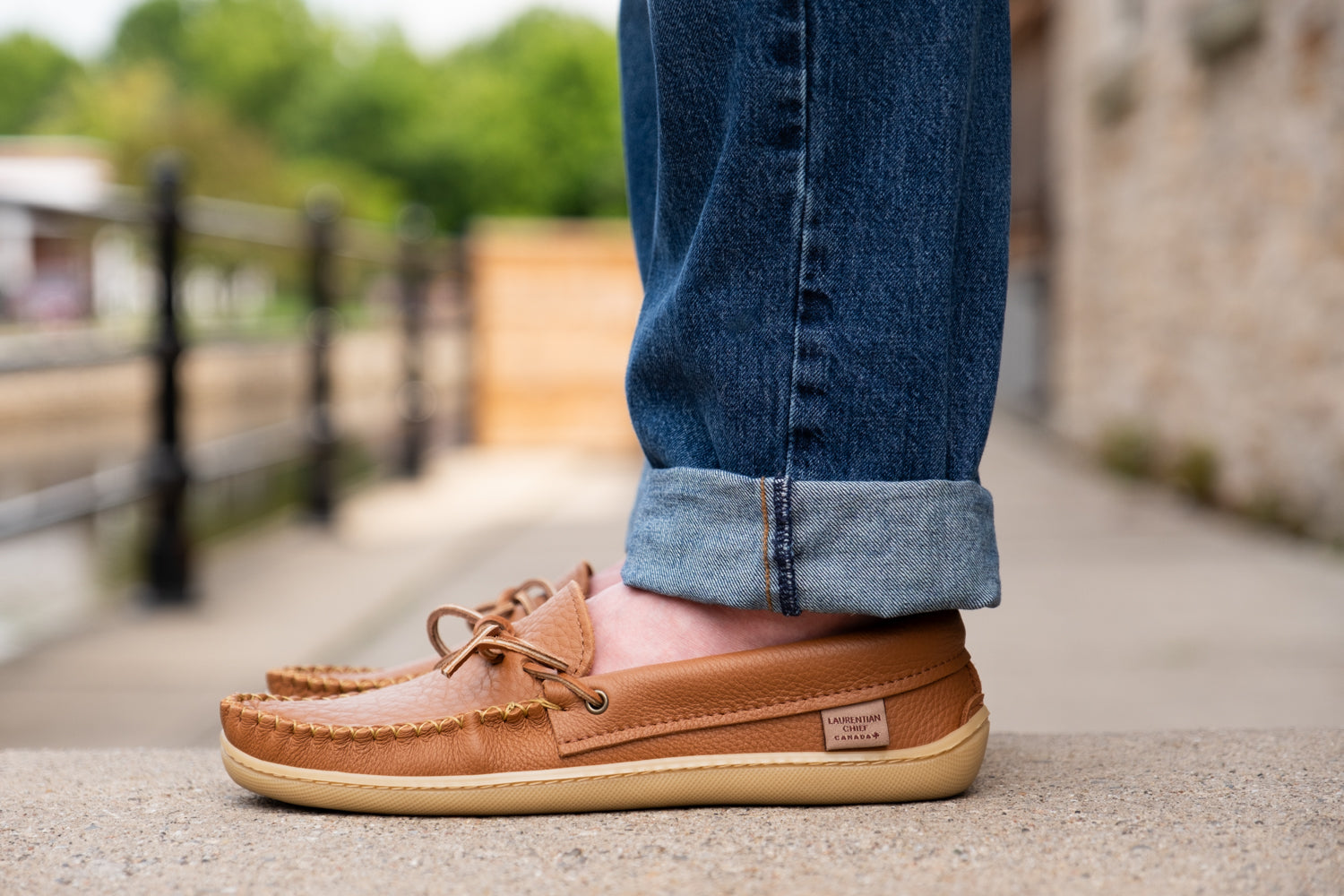 Men's Chestnut Leather Moccasin Shoes