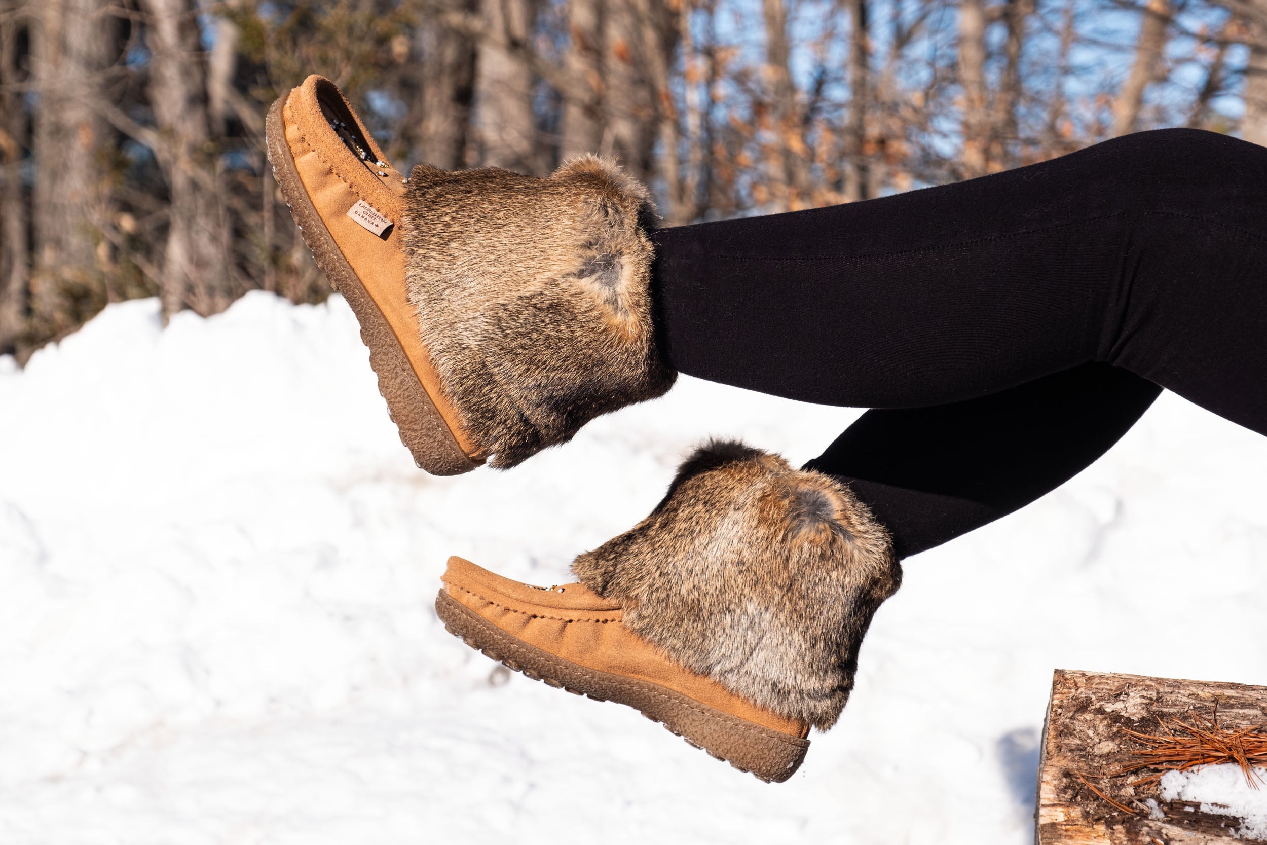 Women's Rabbit Fur Moccasin Boots