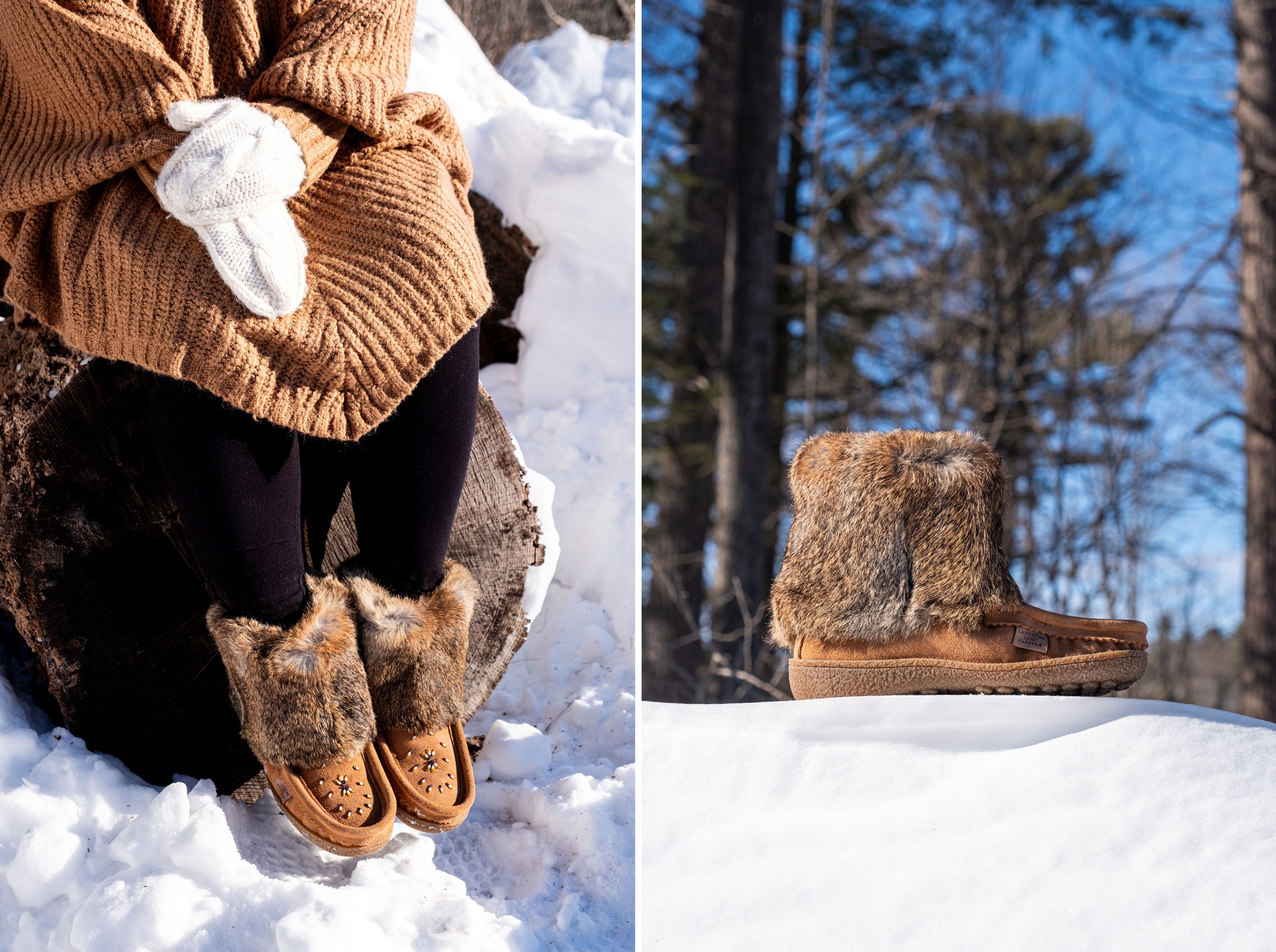 Women's Rabbit Fur Moccasin Boots
