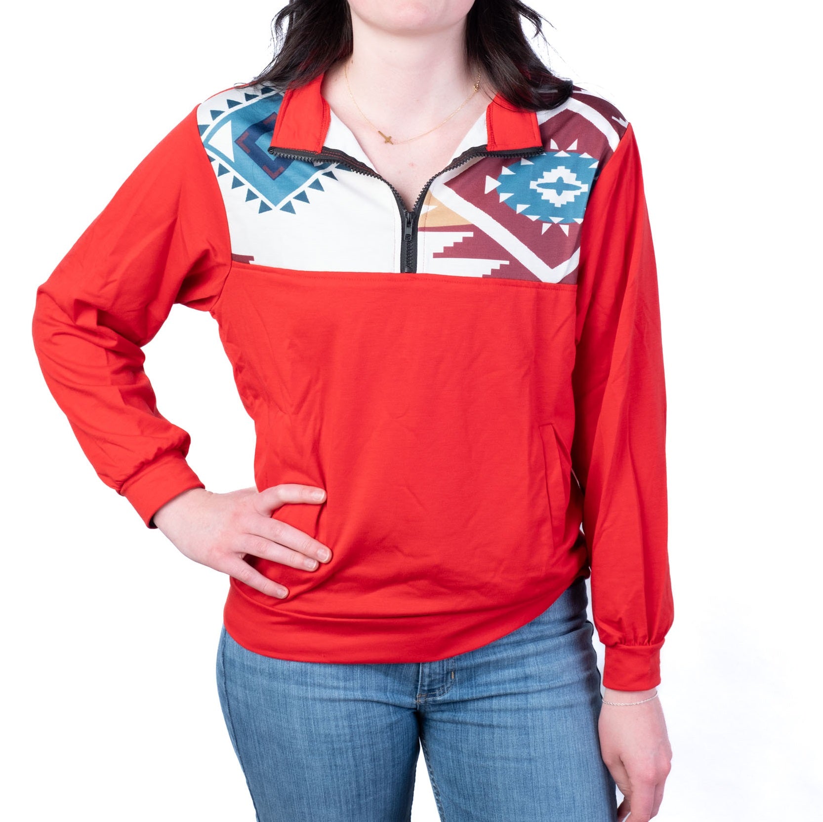 Women's Aztec Half Zip Pullover Sweatshirt
