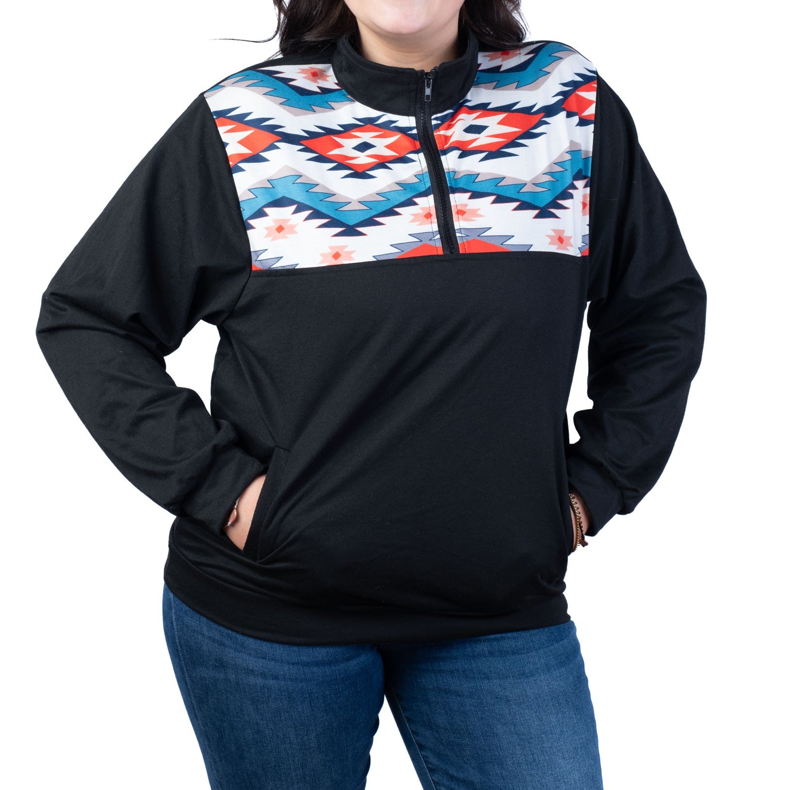 Women's Aztec Half Zip Pullover Sweatshirt