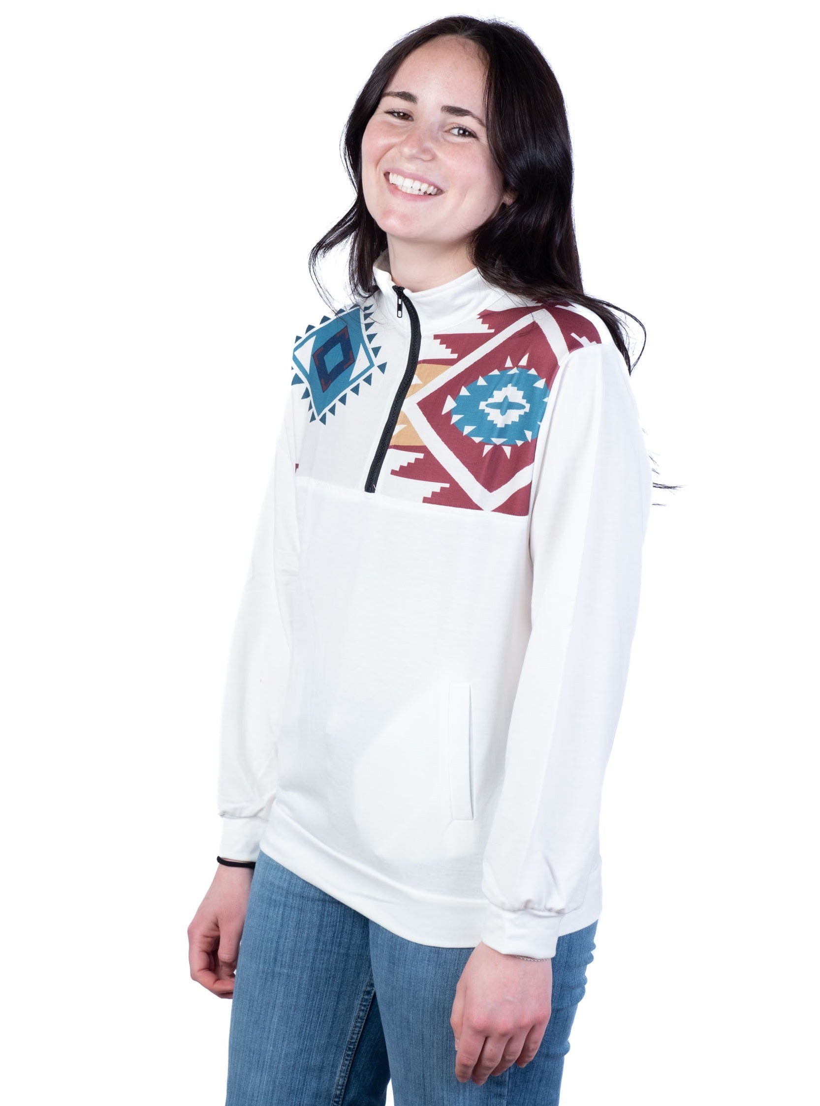 Women's Aztec Half Zip Pullover Sweatshirt