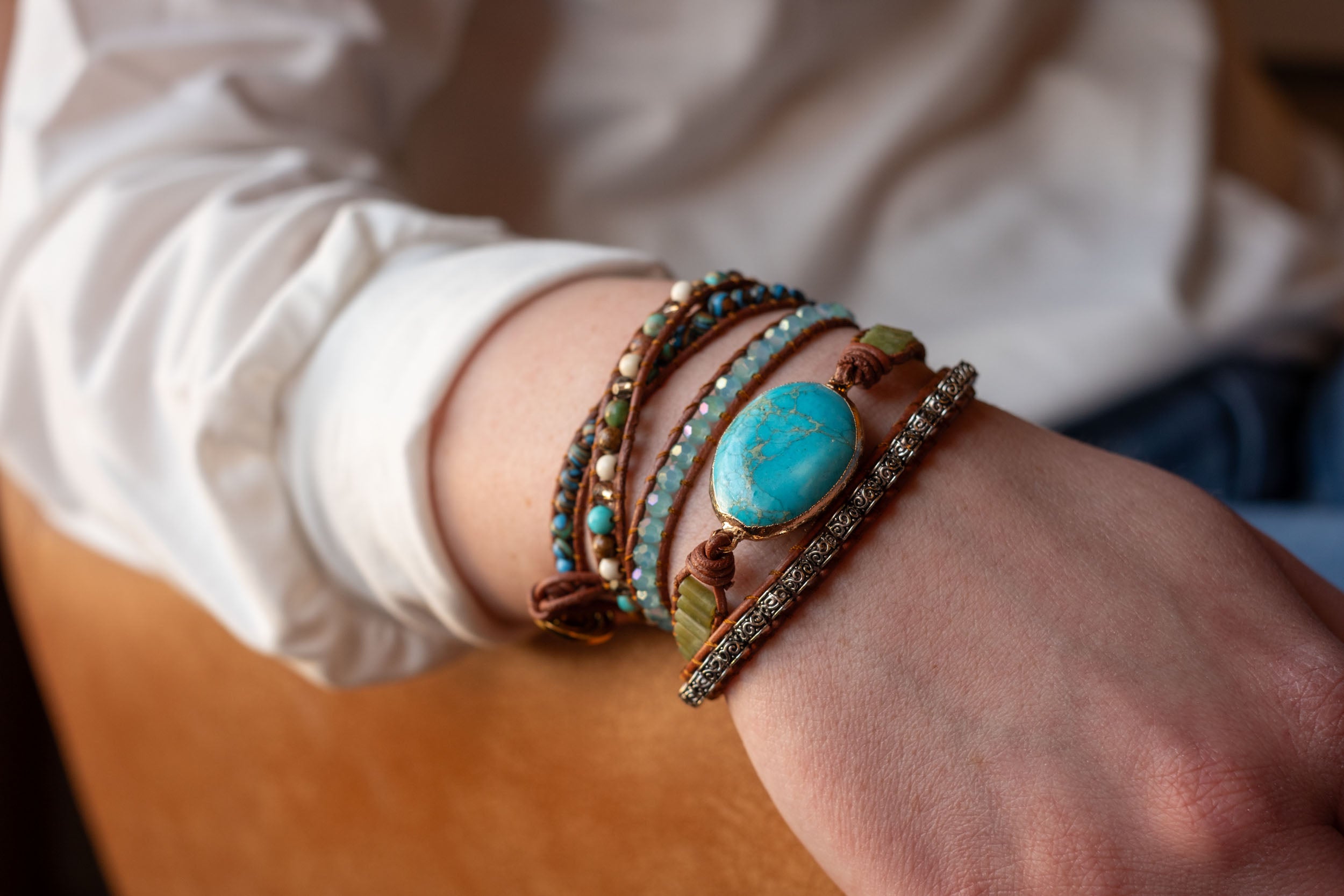 Semi-Precious Stones Wrap Bracelets