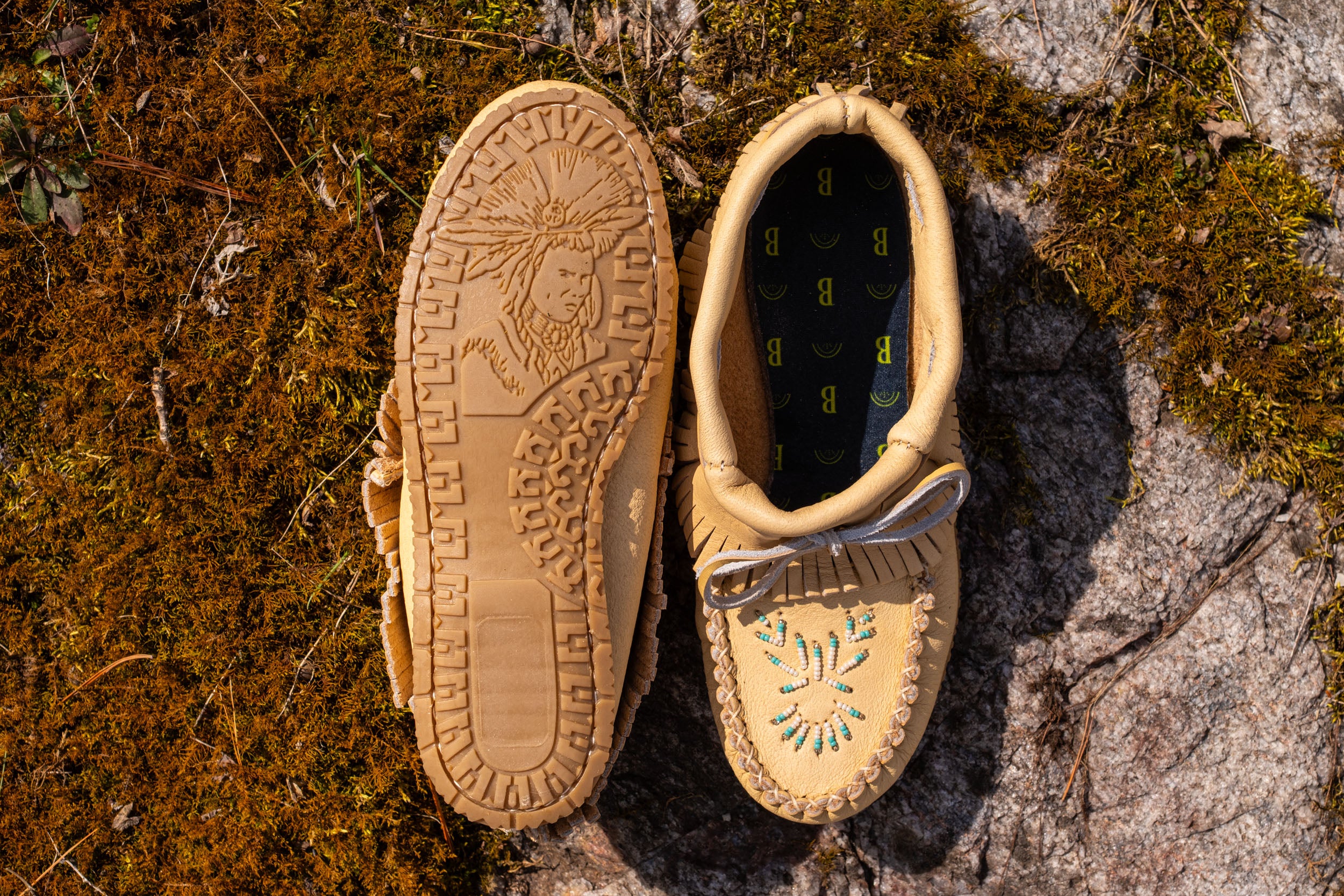 Women's Beaded Moose Hide Leather Moccasin Shoes