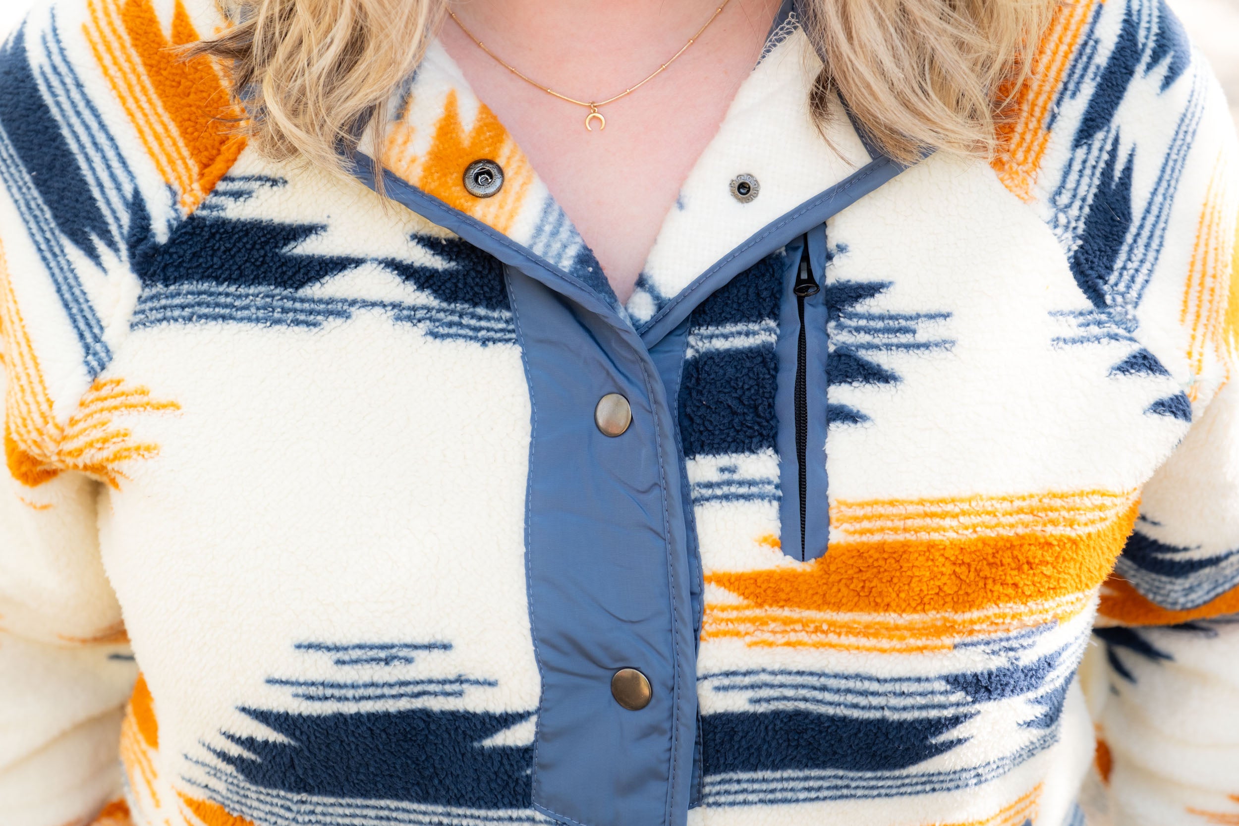 Women's Fleece Button Down Aztec Jacket