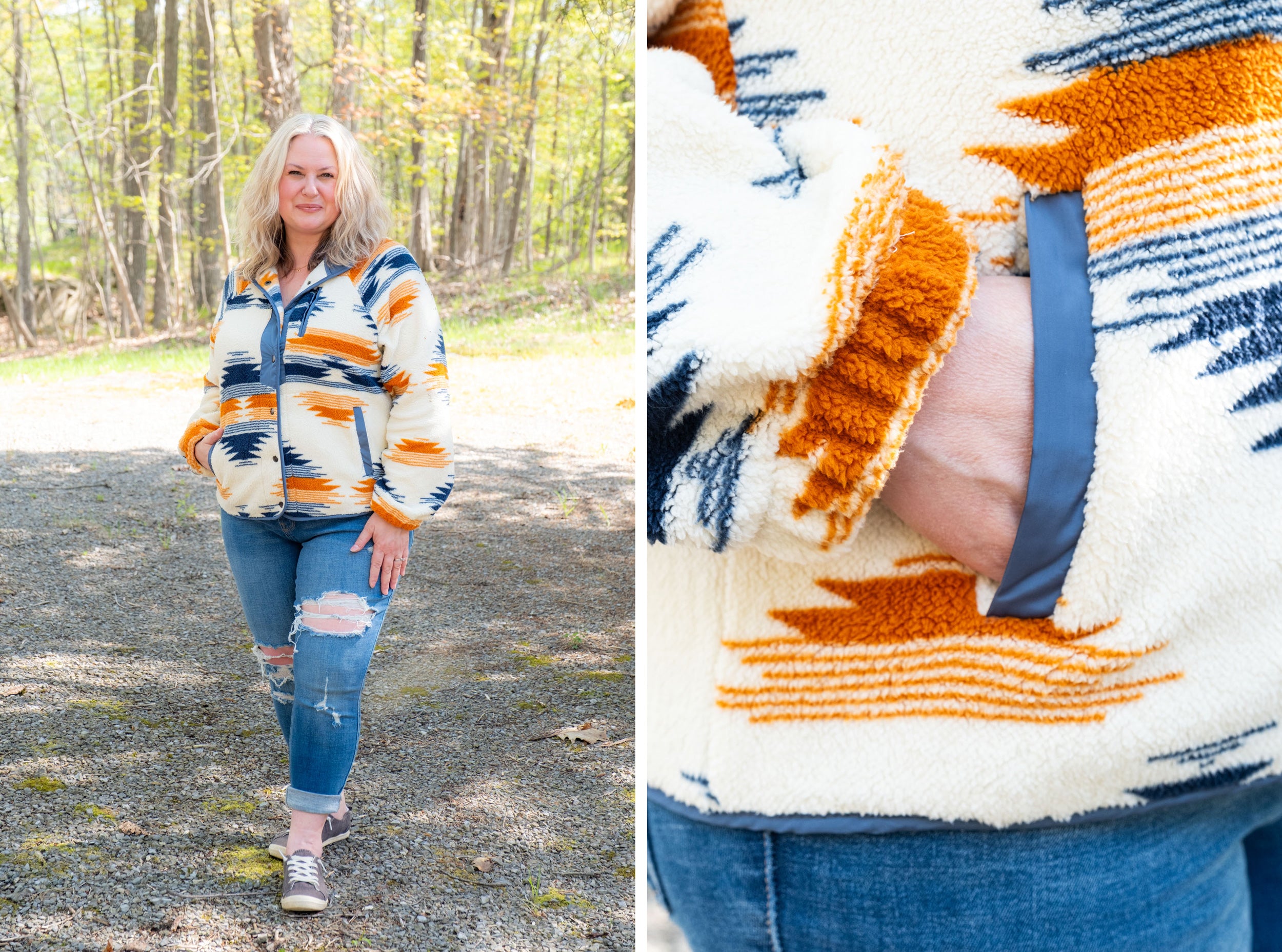 Women's Fleece Button Down Aztec Jacket