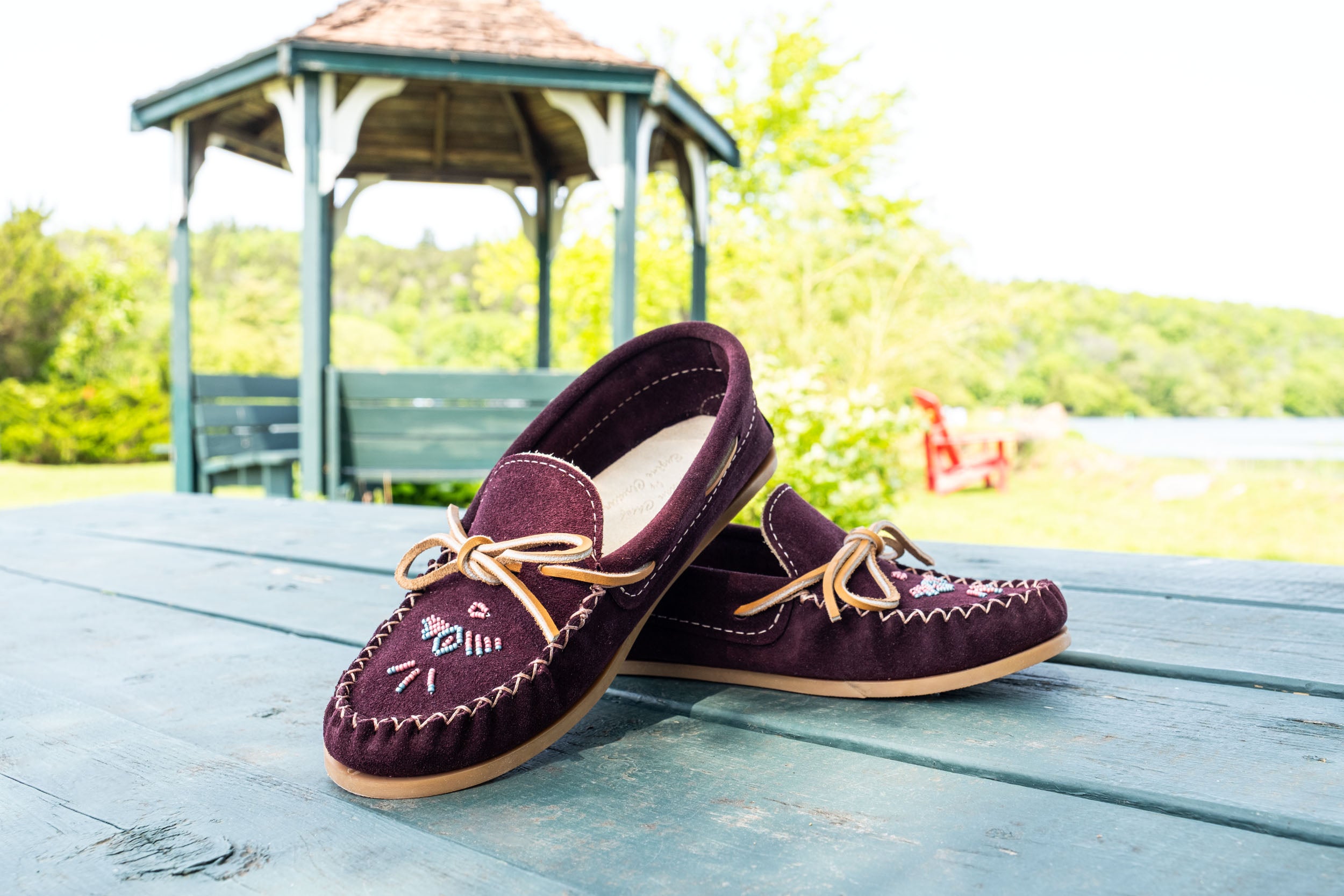 Women's Aubergine Beaded Moccasin Shoes