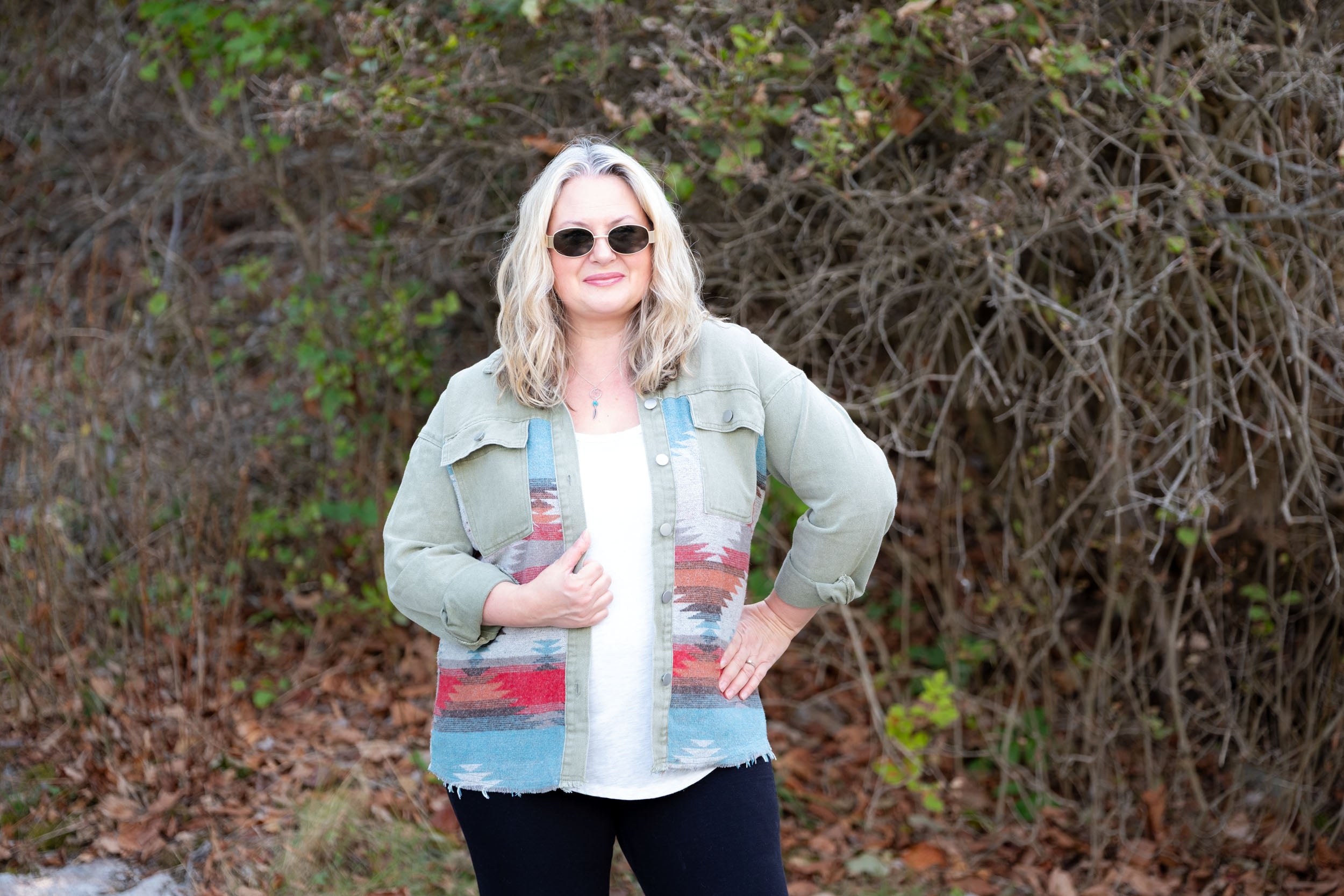 Women's Aztec Denim Shacket