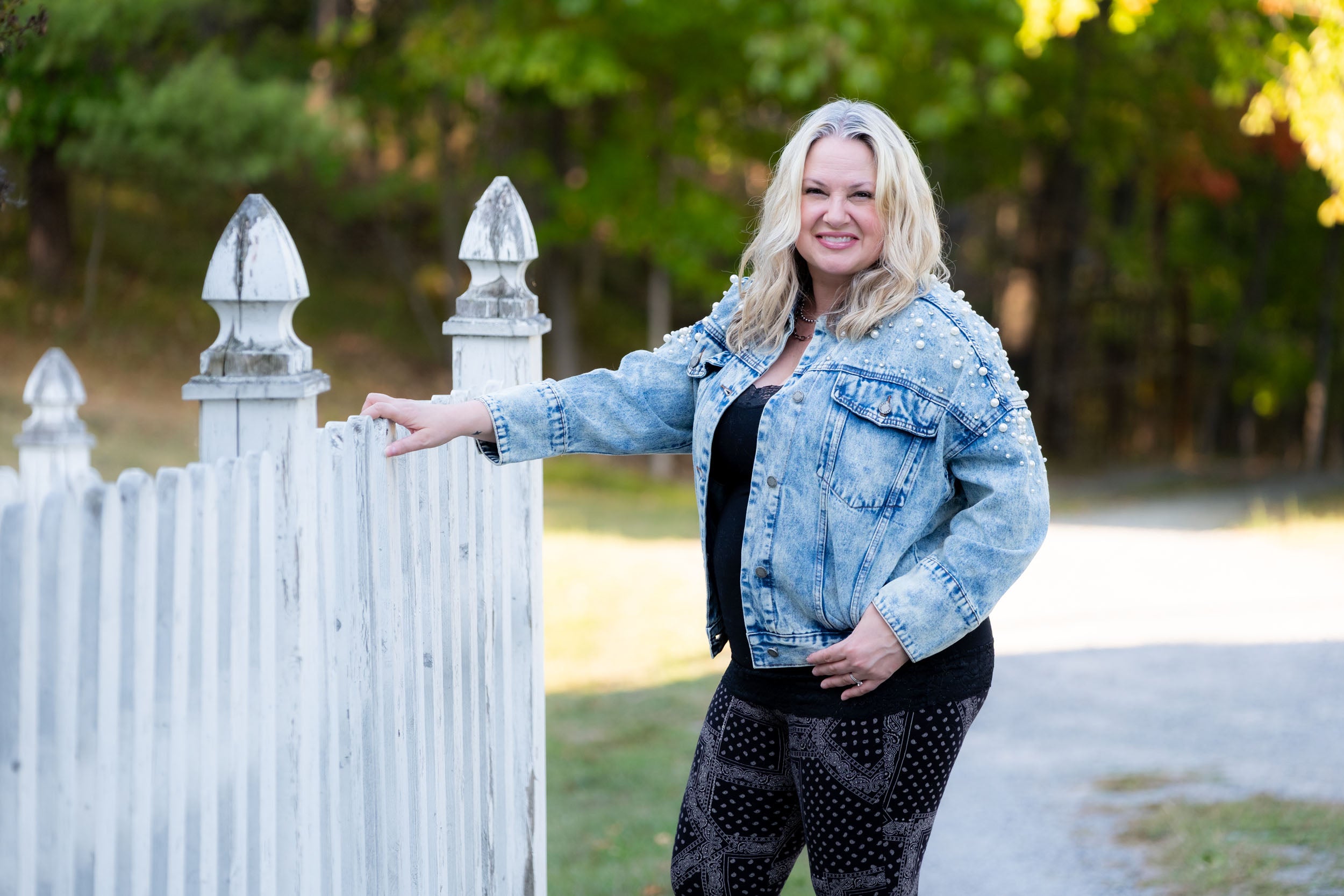 Women's Pearl & Rhinestone Denim Jacket (Clearance)