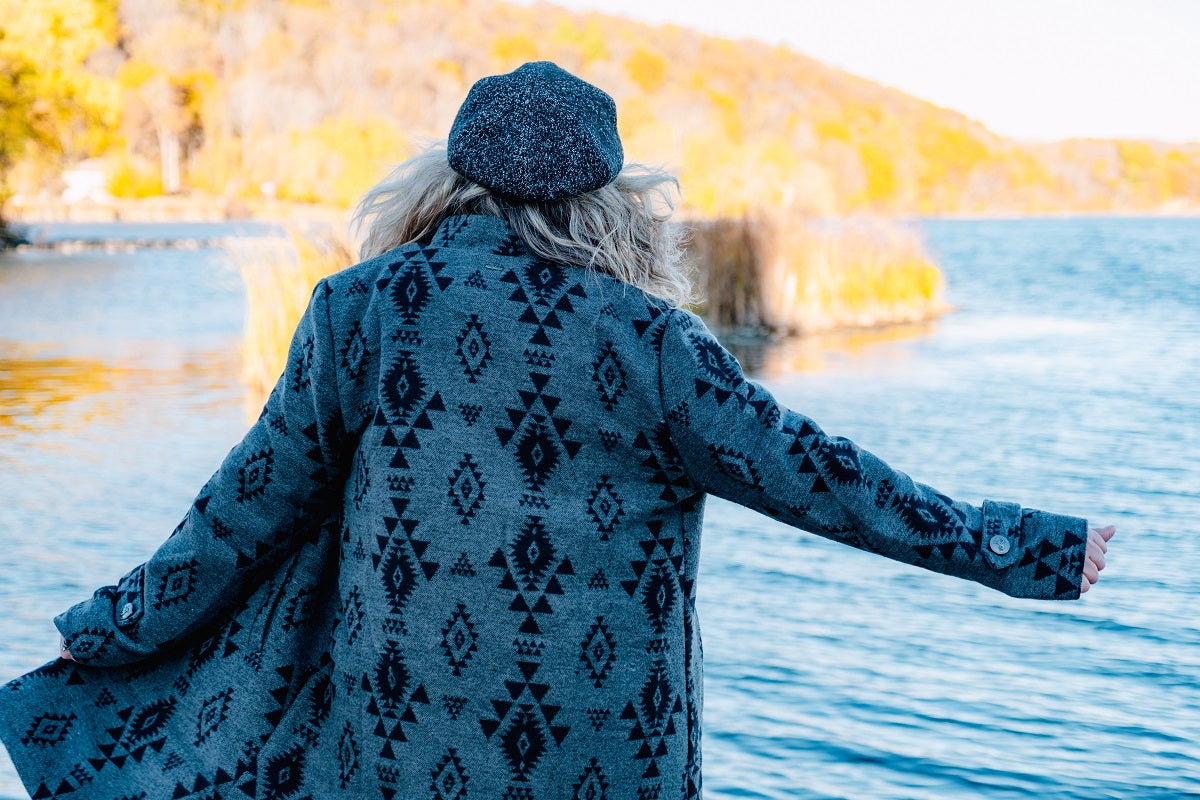 Women's Aztec Printed Button Down Coat